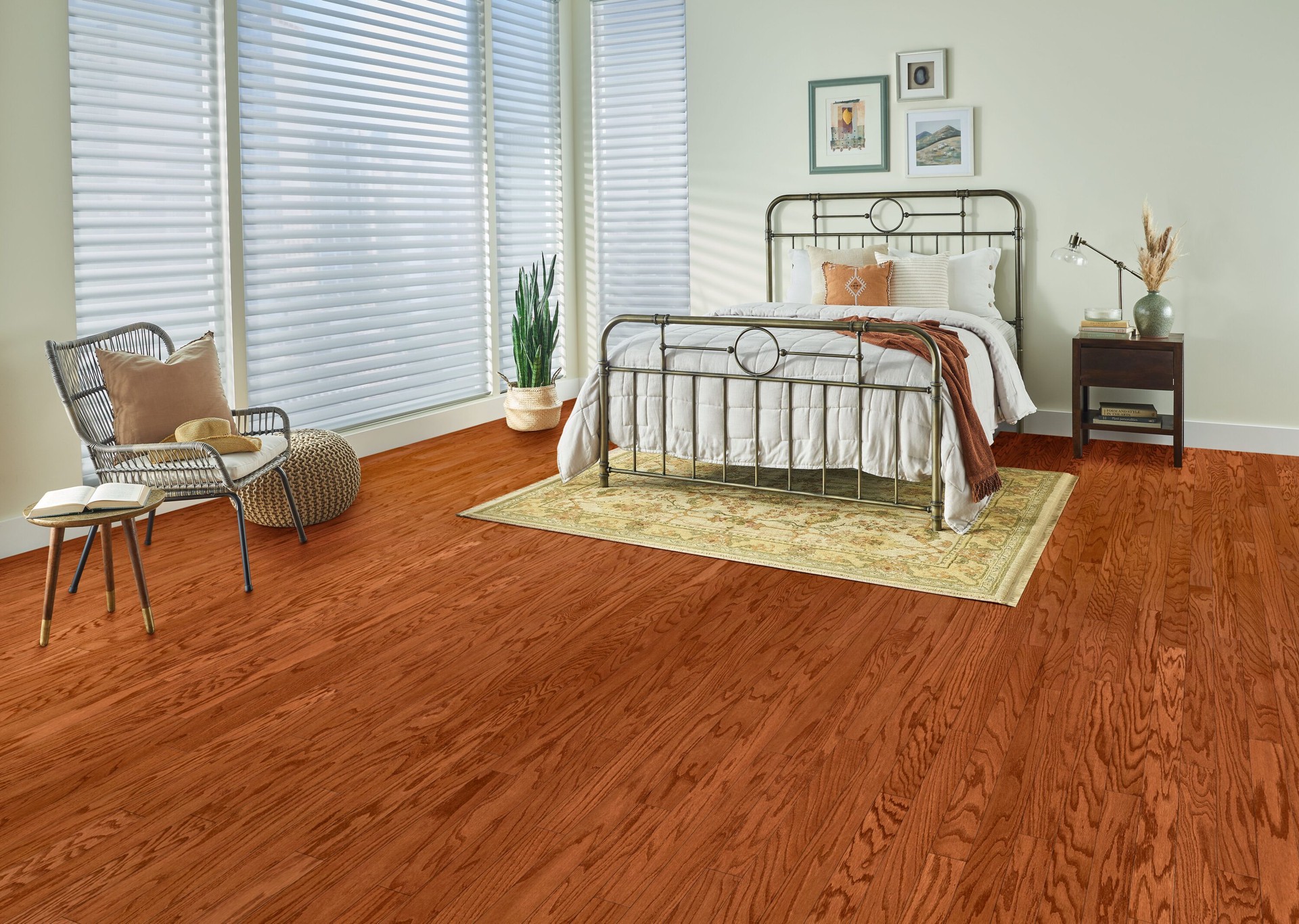 slide 2 of 6, Bruce Frisco Gunstock Oak 3/8-in T x 3-in W Smooth/Traditional Engineered Hardwood Flooring ( 22-sq ft / Carton ), 1 ct