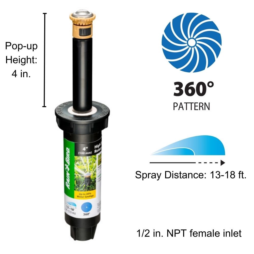 slide 2 of 6, Rain Bird 13-ft - 18-ft Full-circle Spray 4-in Pop-up rotor, 1 ct