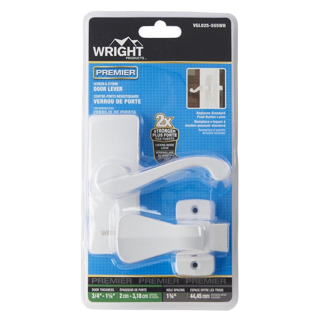 slide 1 of 6, WRIGHT PRODUCTS Gloss White Lockable Screen/Storm door Replacement Handleset, 1 ct
