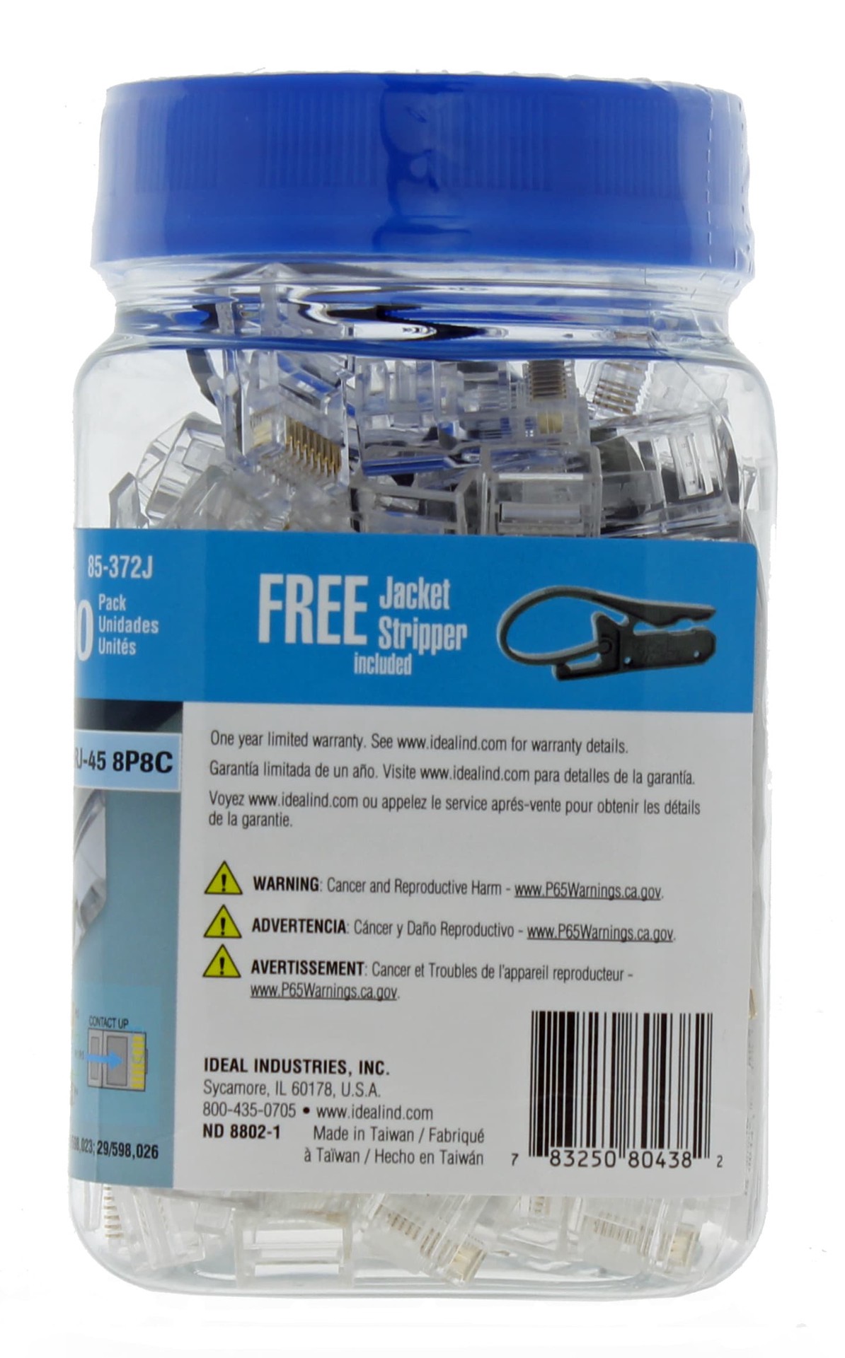 slide 6 of 6, IDEAL 100 -Pack Cat5e RJ45 Modular plug, 1 ct