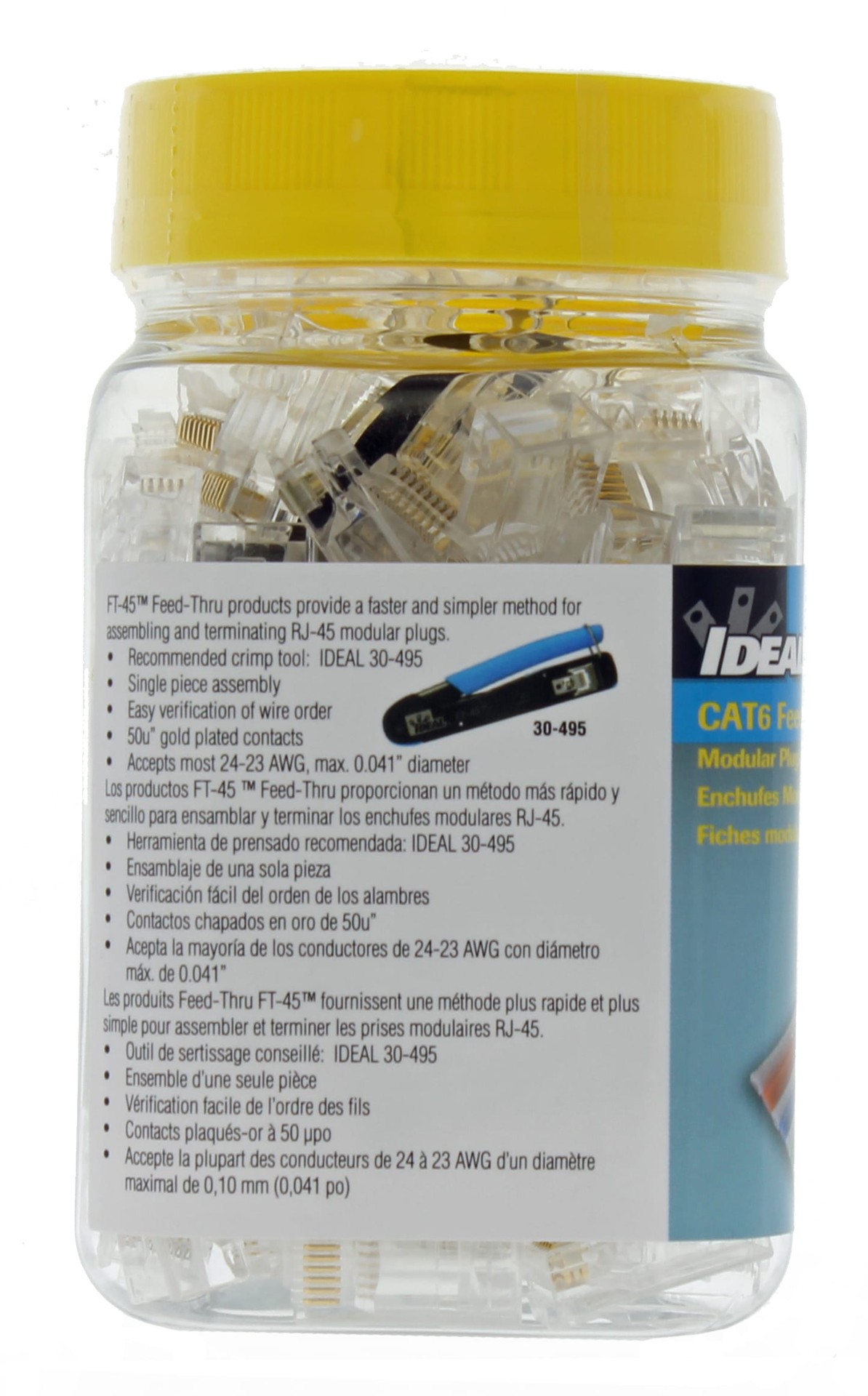 slide 5 of 6, IDEAL 100 -Pack Cat6 RJ45 Modular plug, 1 ct