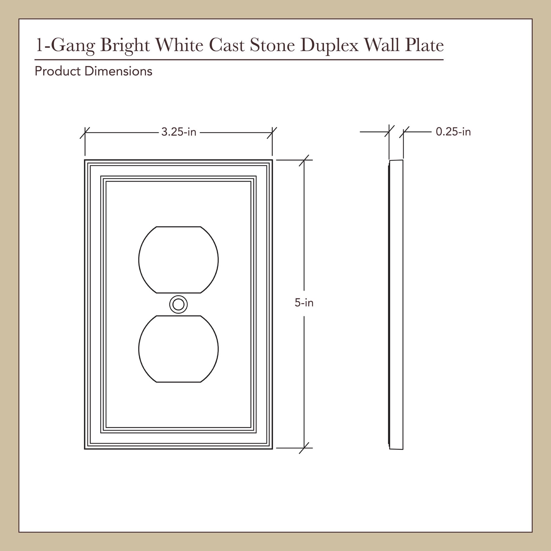 slide 5 of 6, allen + roth Somerset 1 -Gang Standard Size White Cast stone Indoor Duplex Wall Plate, 1 ct