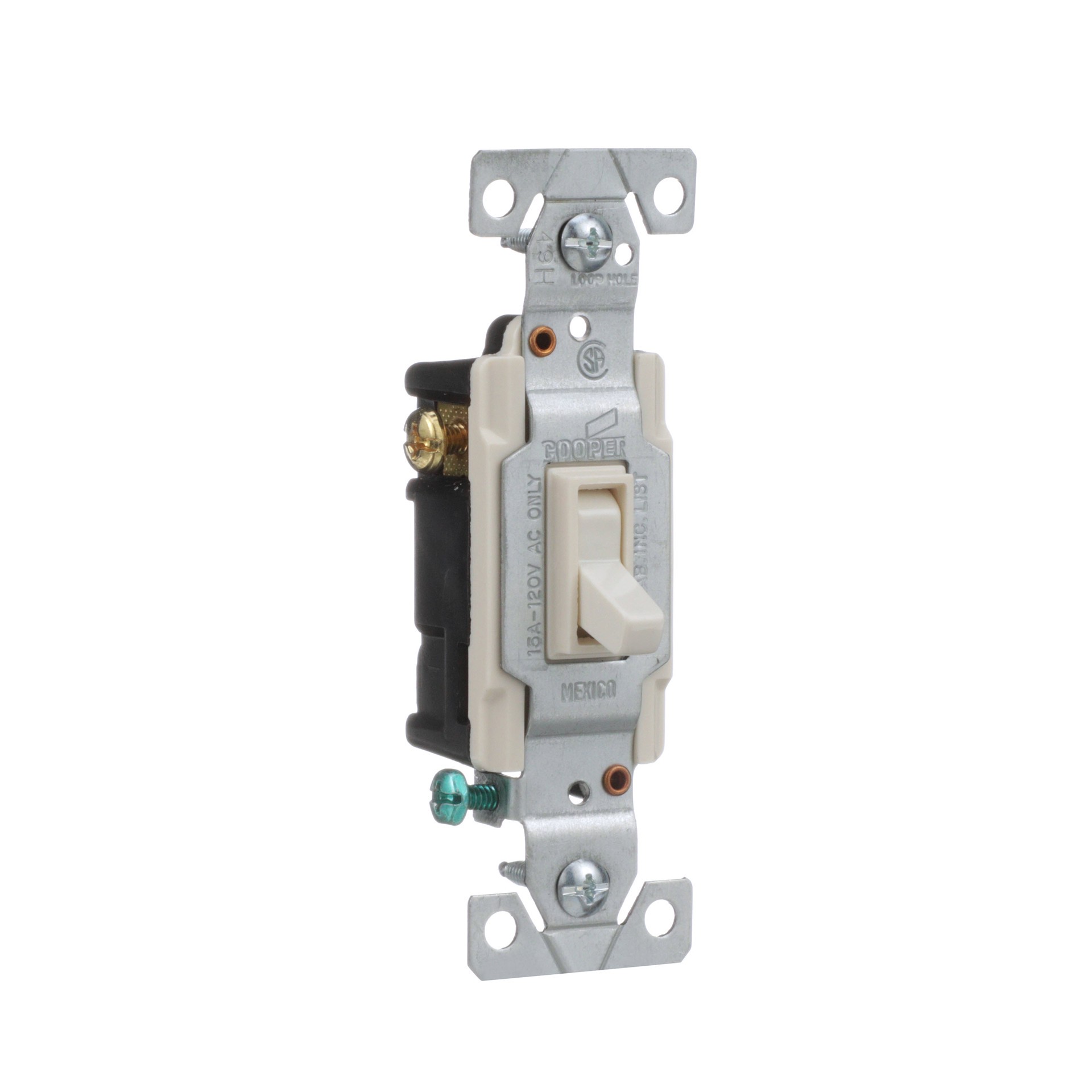 slide 6 of 6, 15-amp 3-way Illuminated Toggle Light Switch , Light almond, 1 ct