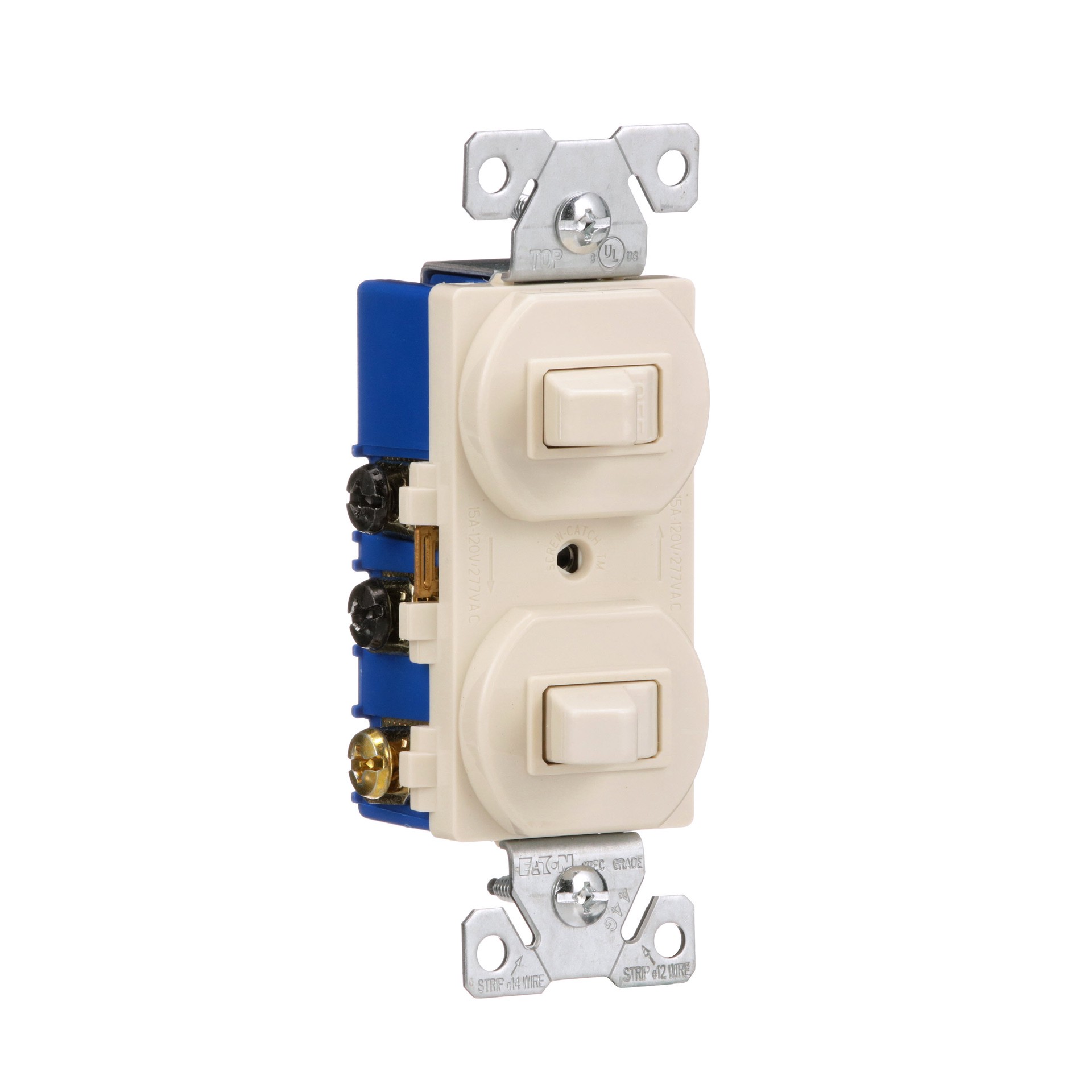 slide 6 of 6, Eaton 15-amp Single-pole/3-way Combination Light Switch , Light Almond, 1 ct