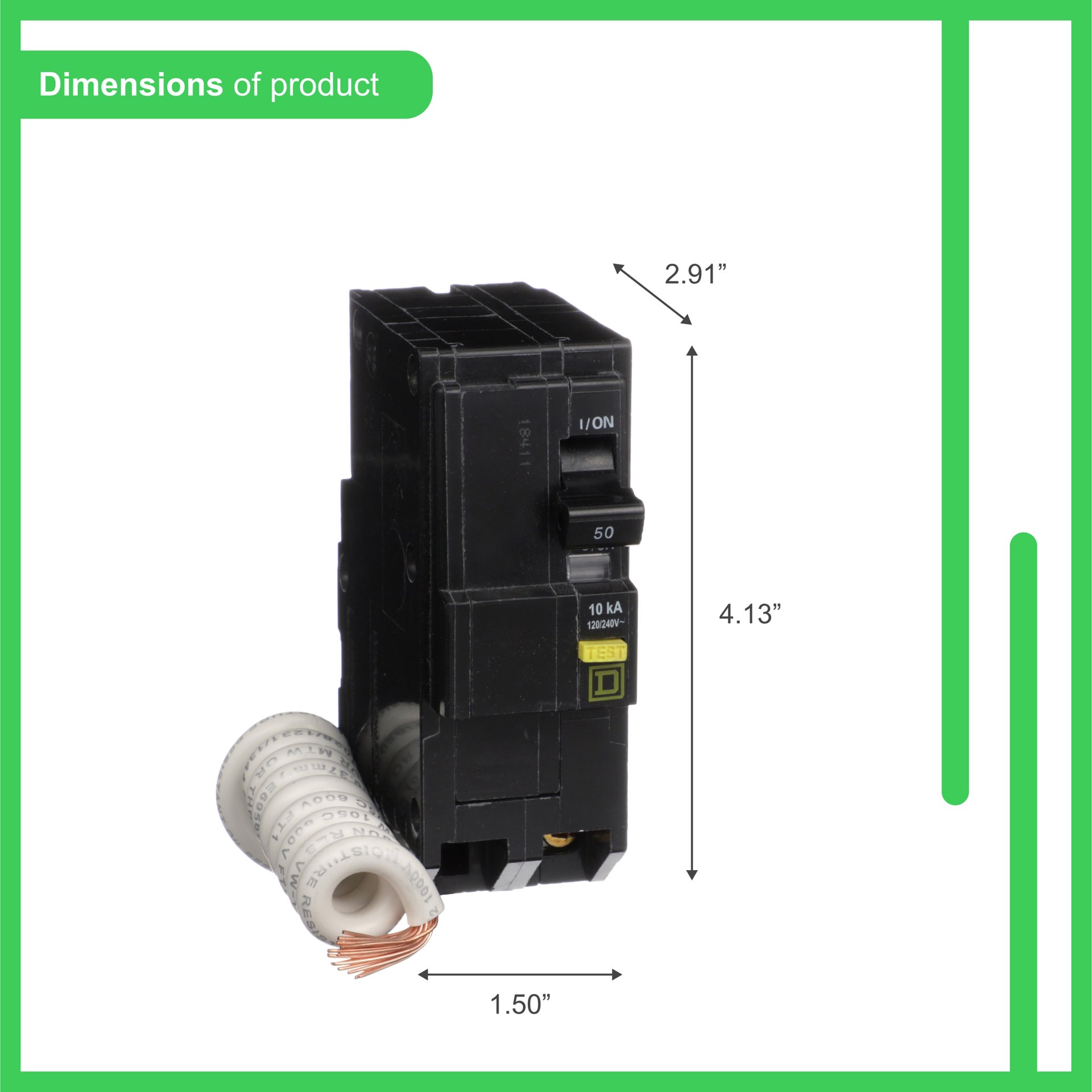 slide 3 of 6, Square D QO 50-amp 2 -Pole GFCI Circuit Breaker, 1 ct