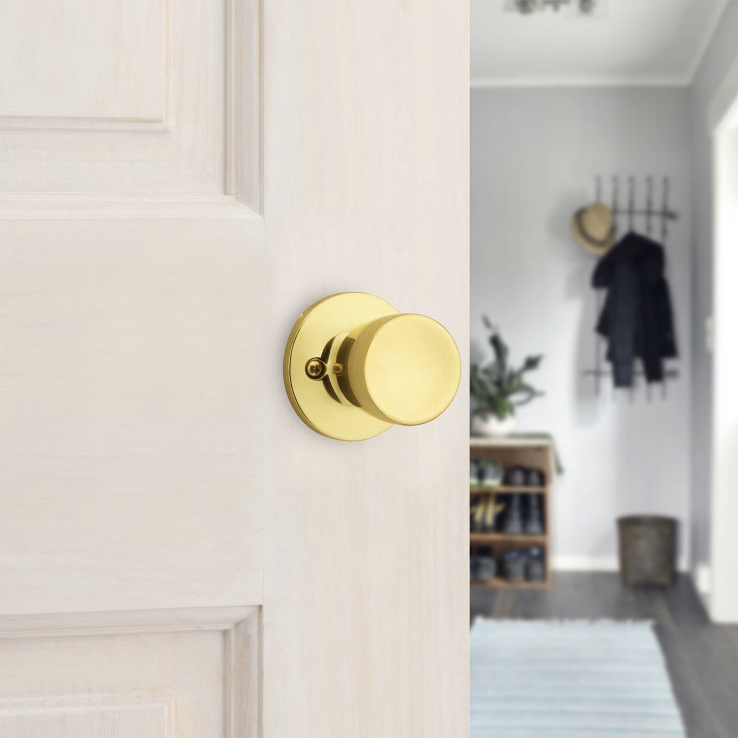 slide 5 of 6, RELIABILT Gallo Polished Brass Interior or Hall/Closet Passage Door Knob, 1 ct