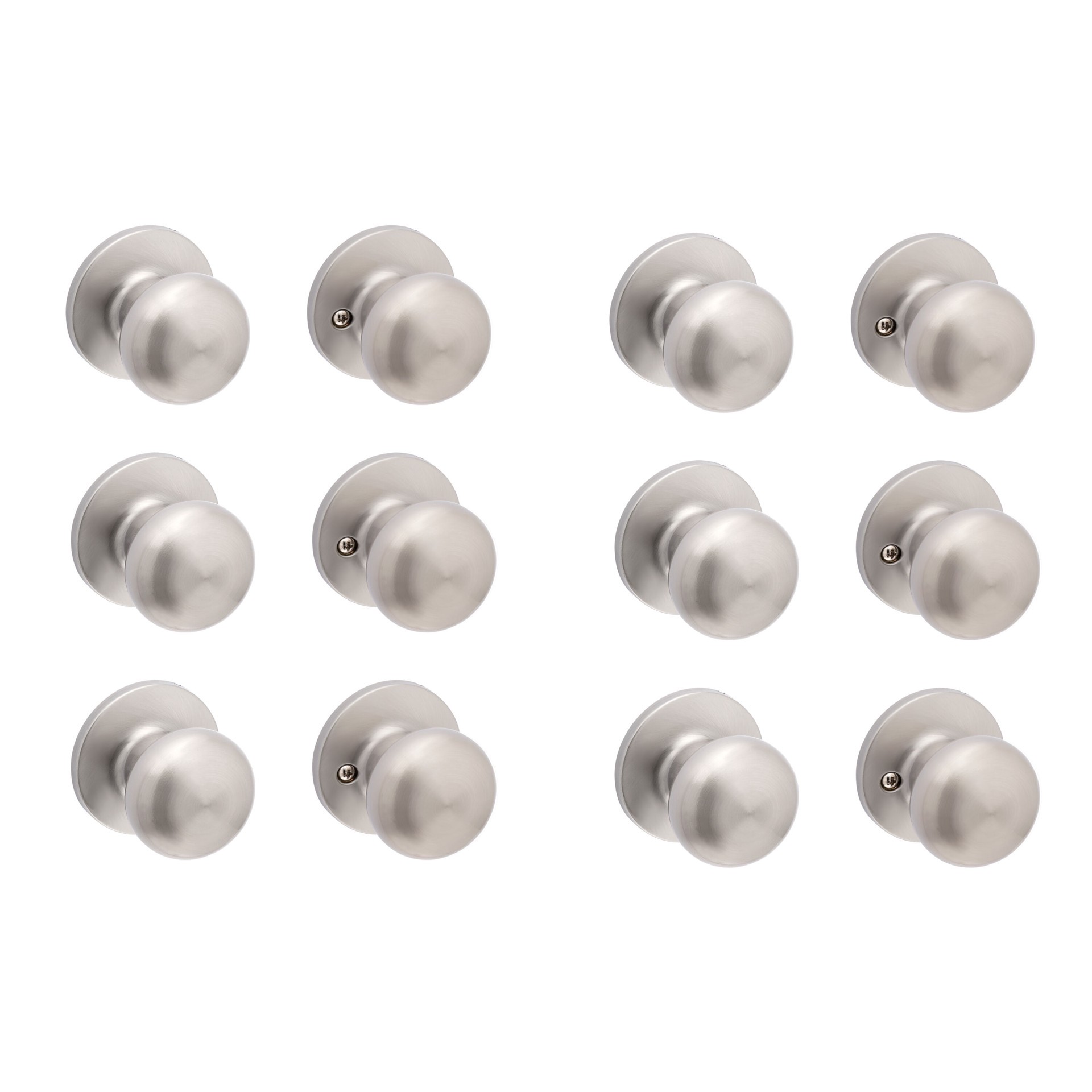slide 4 of 6, RELIABILT Baron Satin Nickel Interior or Hall/Closet Passage Door Knob Contractor Pack 6 -Pack, 1 ct