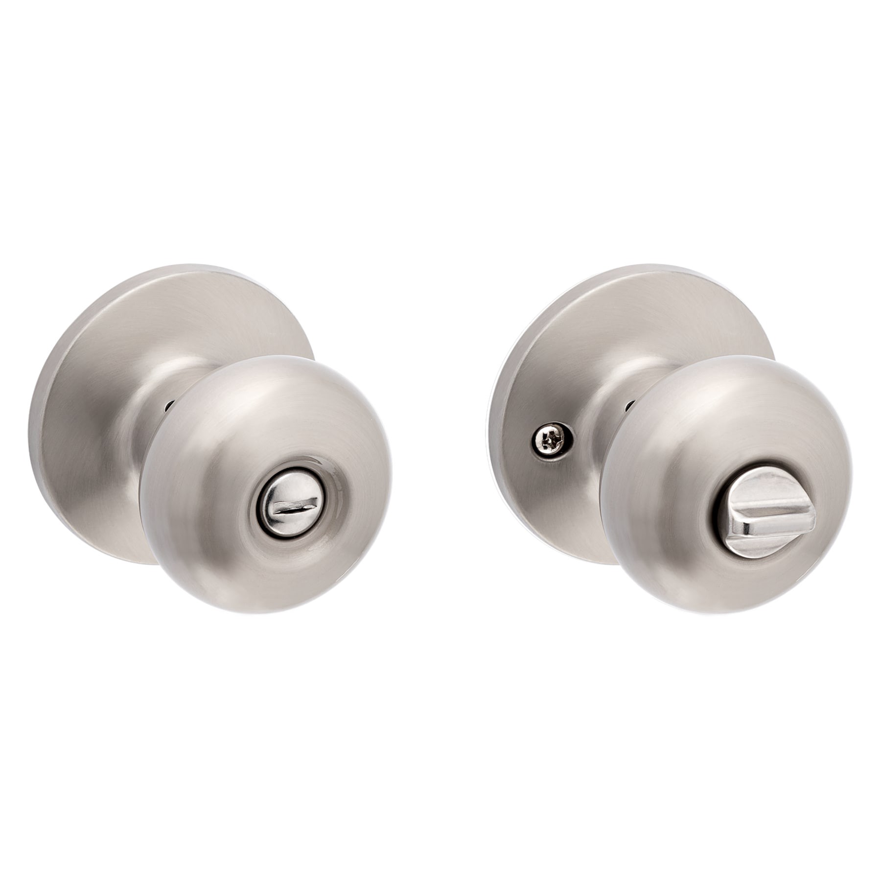 slide 6 of 6, RELIABILT Baron Satin Nickel Interior or Bed/Bath Privacy Door Knob Contractor Pack 6 -Pack, 1 ct
