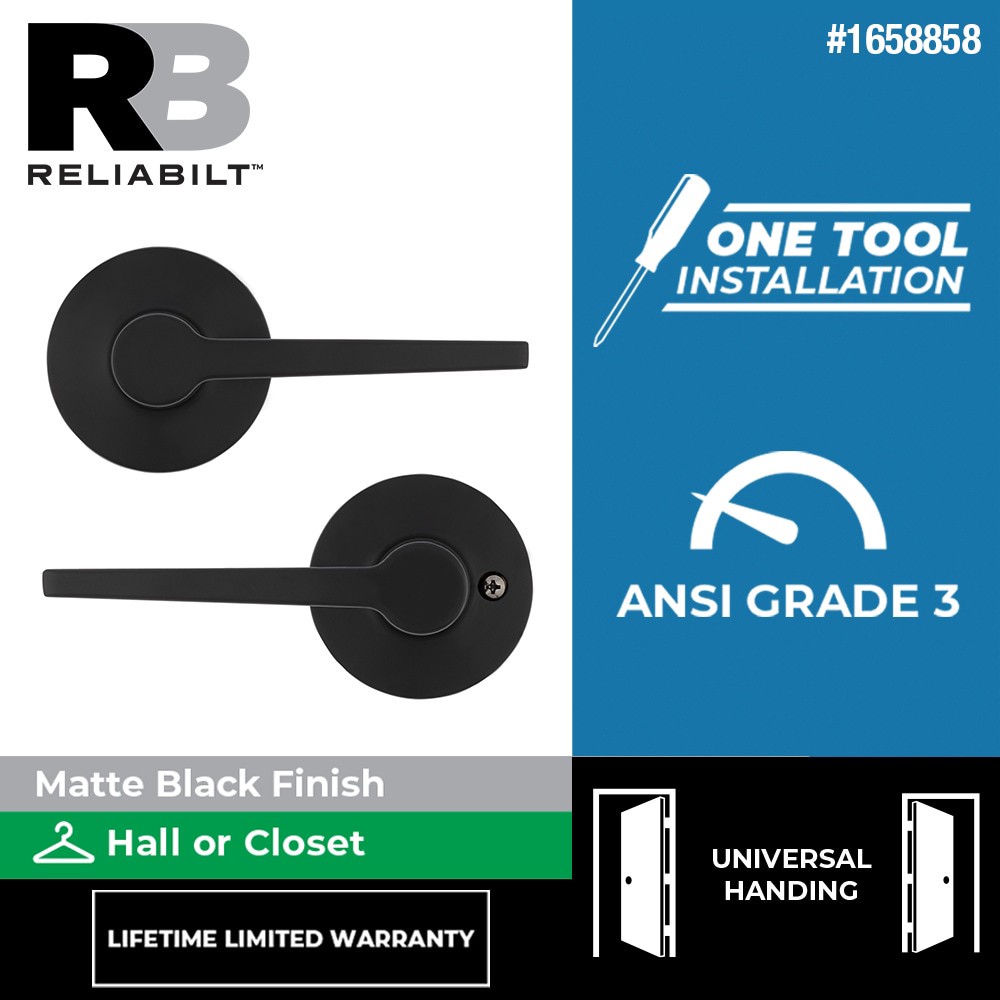 slide 2 of 6, RELIABILT Dallas Matte Black Interior or Hall/Closet Passage Door Handle, 1 ct