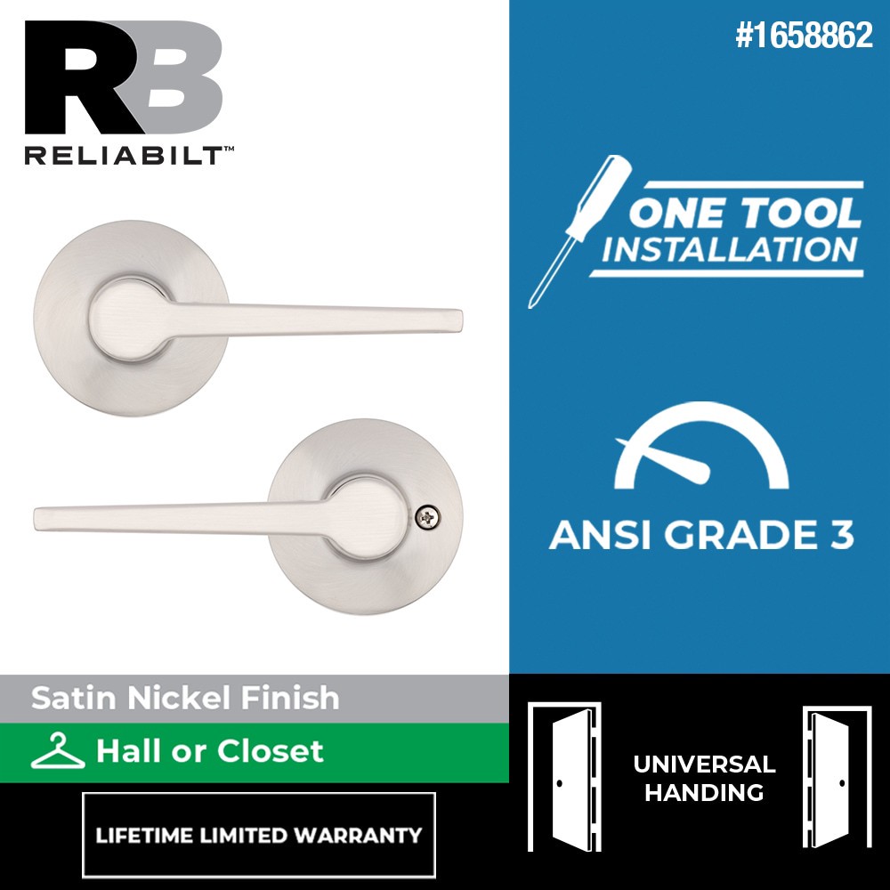 slide 2 of 6, RELIABILT Dallas Satin Nickel Interior or Hall/Closet Passage Door Handle, 1 ct