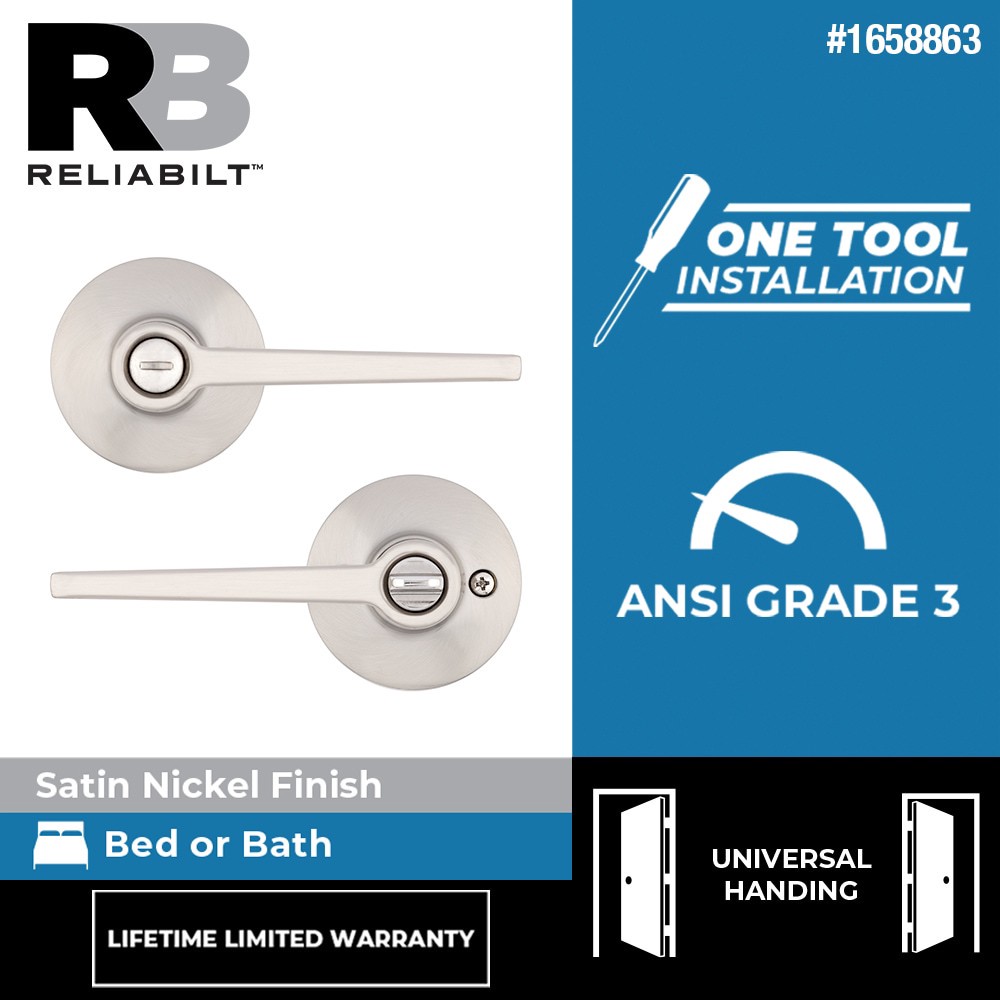 slide 2 of 6, RELIABILT Dallas Satin Nickel Interior or Bed/Bath Privacy Door Handle, 1 ct