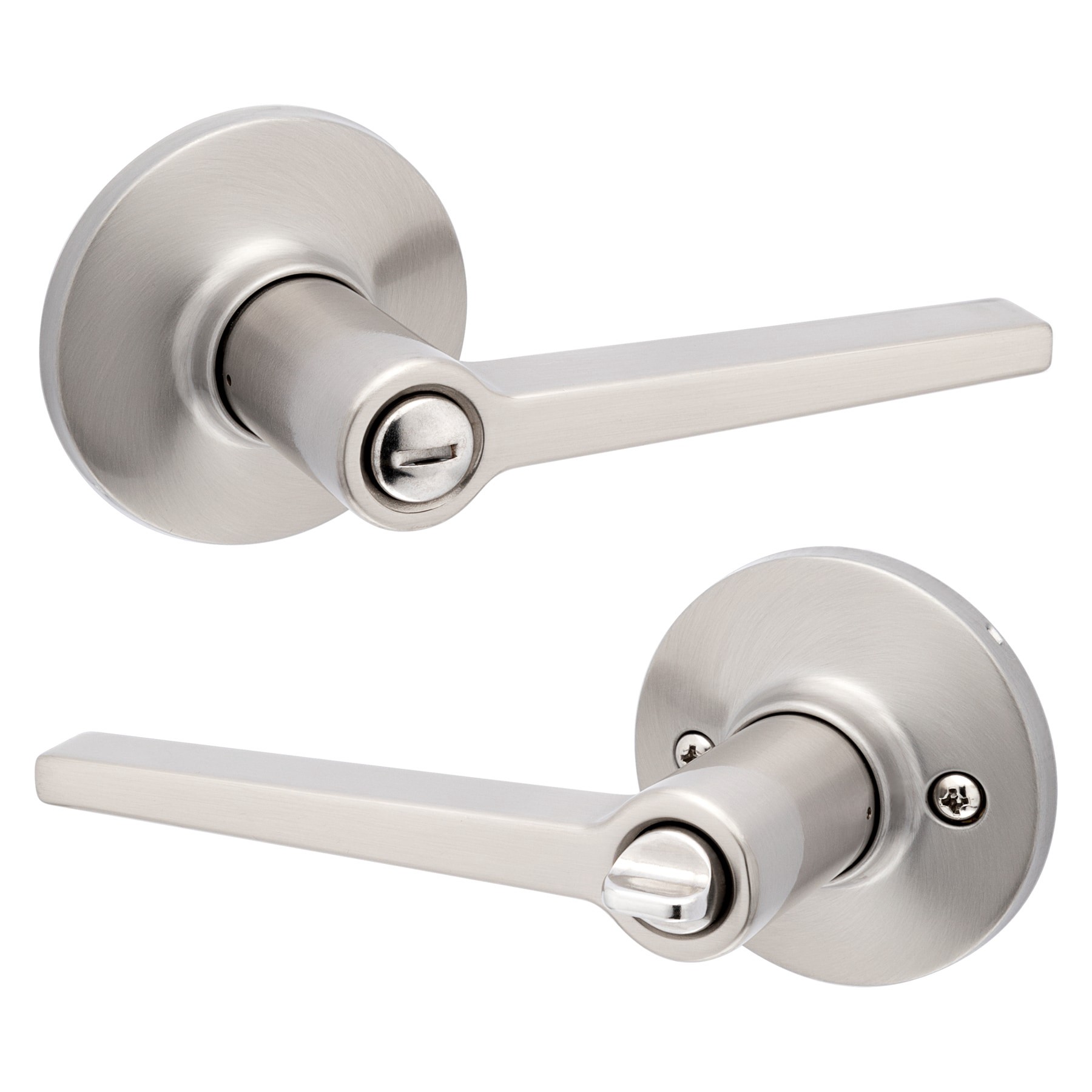 slide 3 of 6, RELIABILT Dallas Satin Nickel Interior or Bed/Bath Privacy Door Handle, 1 ct