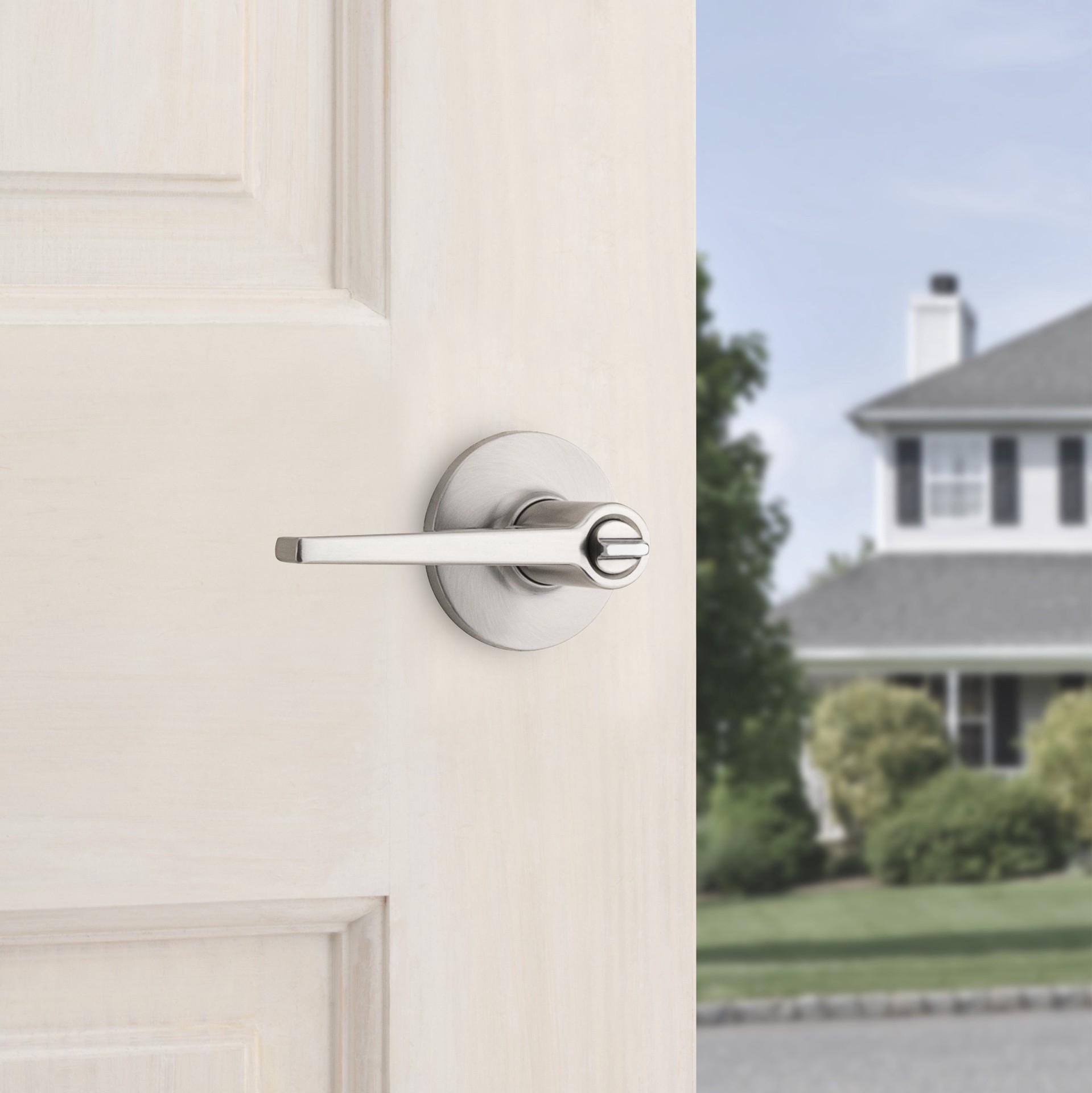 slide 5 of 6, RELIABILT Dallas Satin Nickel Exterior Keyed Entry Door Handle, 1 ct