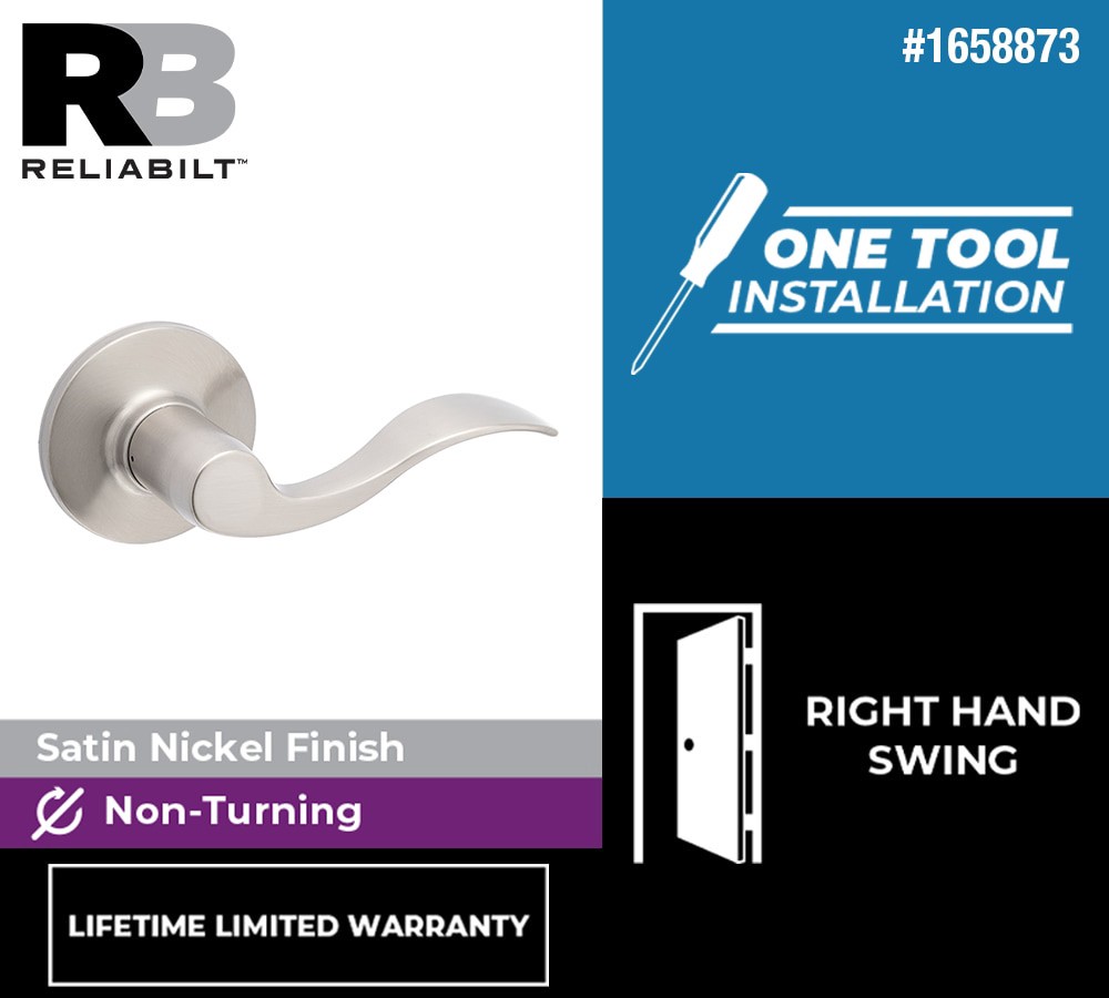 slide 2 of 6, RELIABILT Olivia Satin Nickel Interior or Exterior Dummy Door Handle, 1 ct