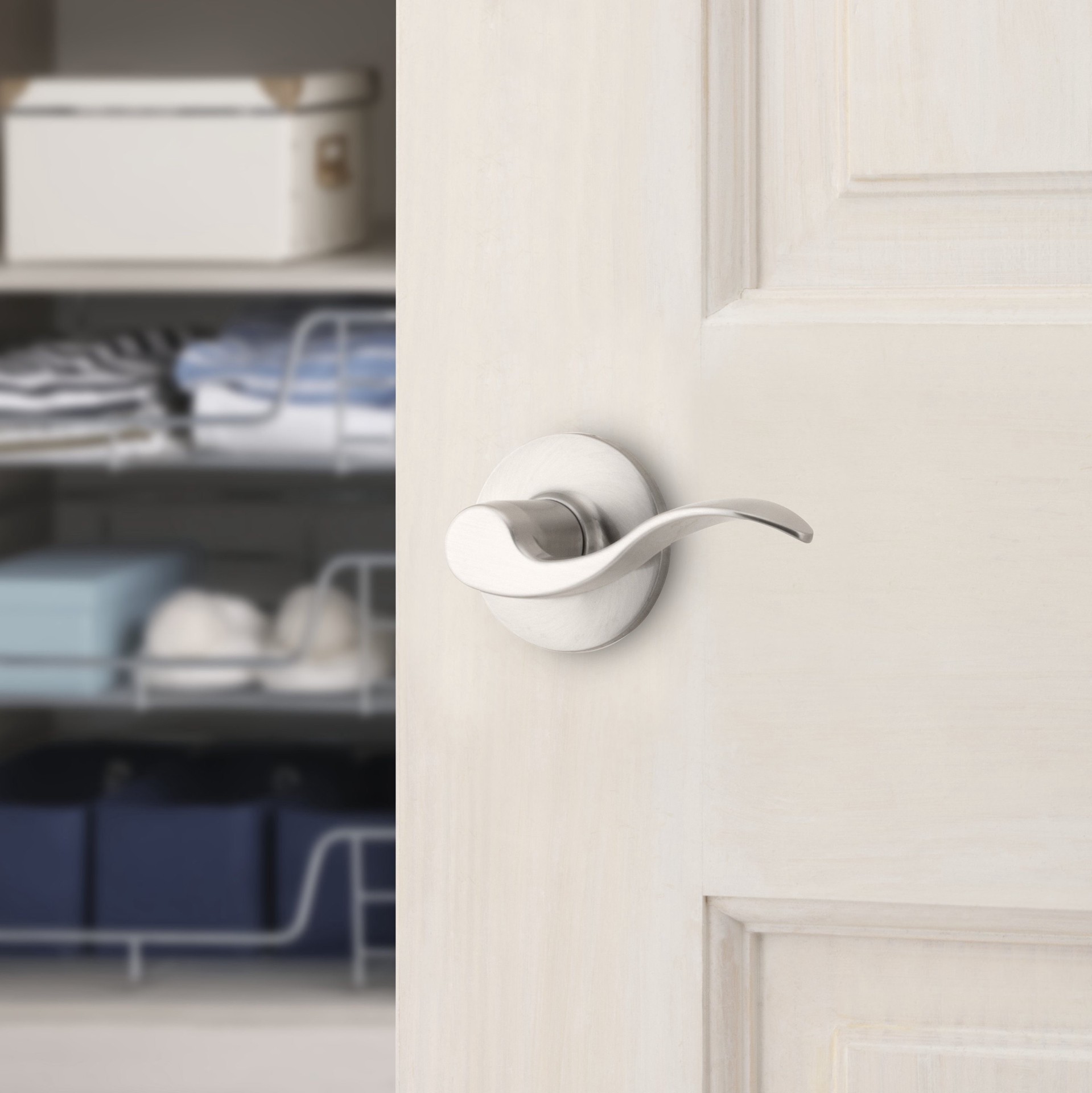slide 3 of 6, RELIABILT Olivia Satin Nickel Interior or Exterior Dummy Door Handle, 1 ct