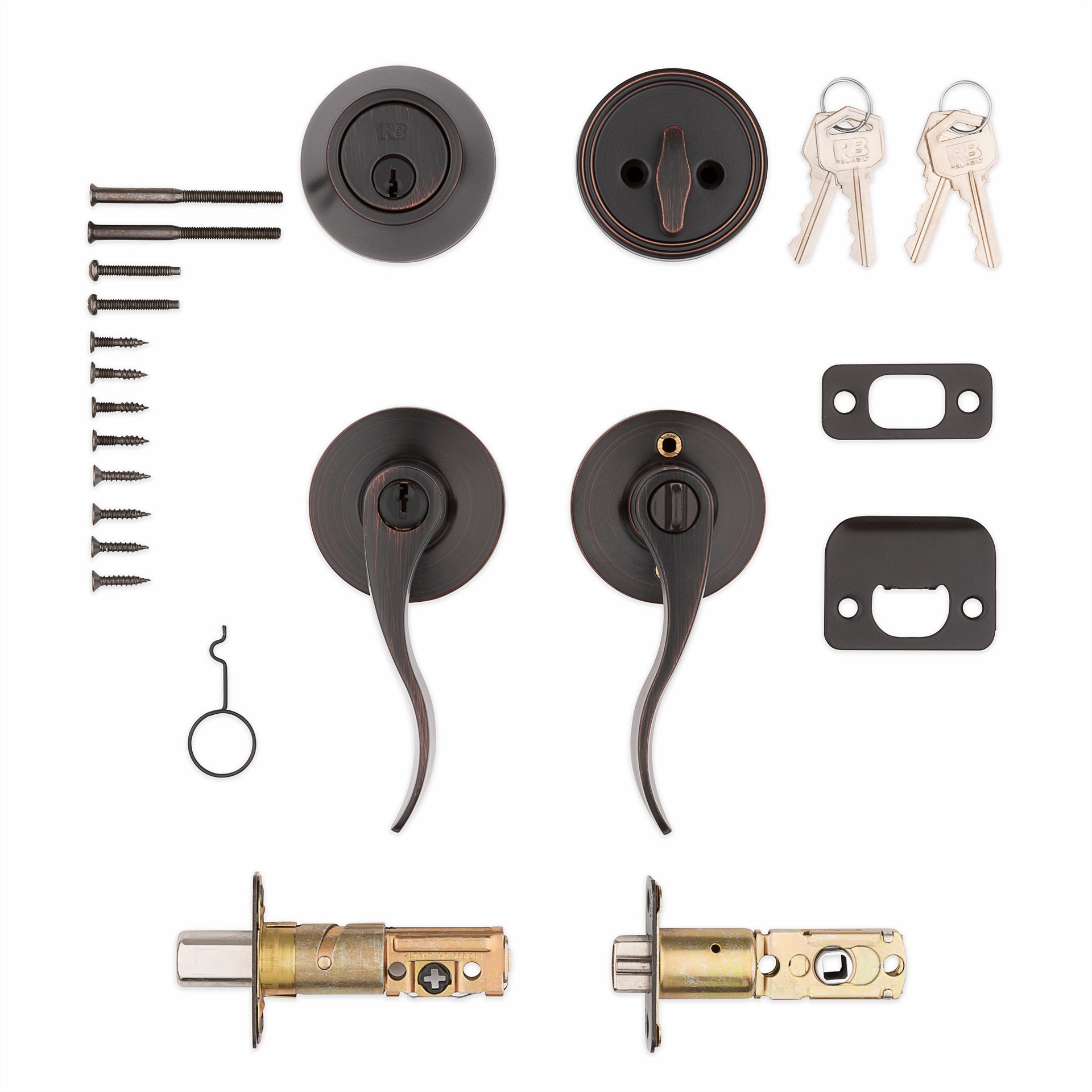 slide 6 of 6, RELIABILT Olivia Antique Bronze Exterior Single-Cylinder Deadbolt and Keyed Entry Door Handle Combo Pack, 1 ct