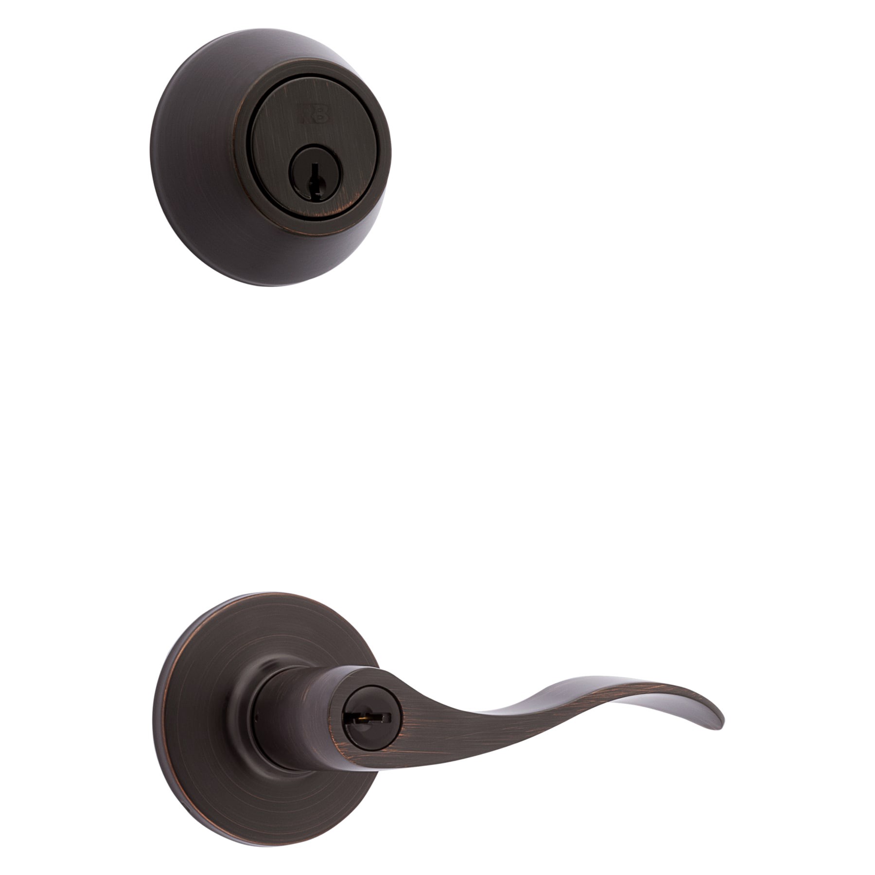 slide 1 of 6, RELIABILT Olivia Antique Bronze Exterior Single-Cylinder Deadbolt and Keyed Entry Door Handle Combo Pack, 1 ct