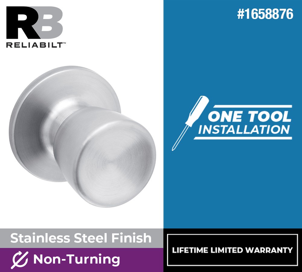 slide 2 of 6, RELIABILT Gallo Stainless Steel Interior or Dummy Door Knob, 1 ct