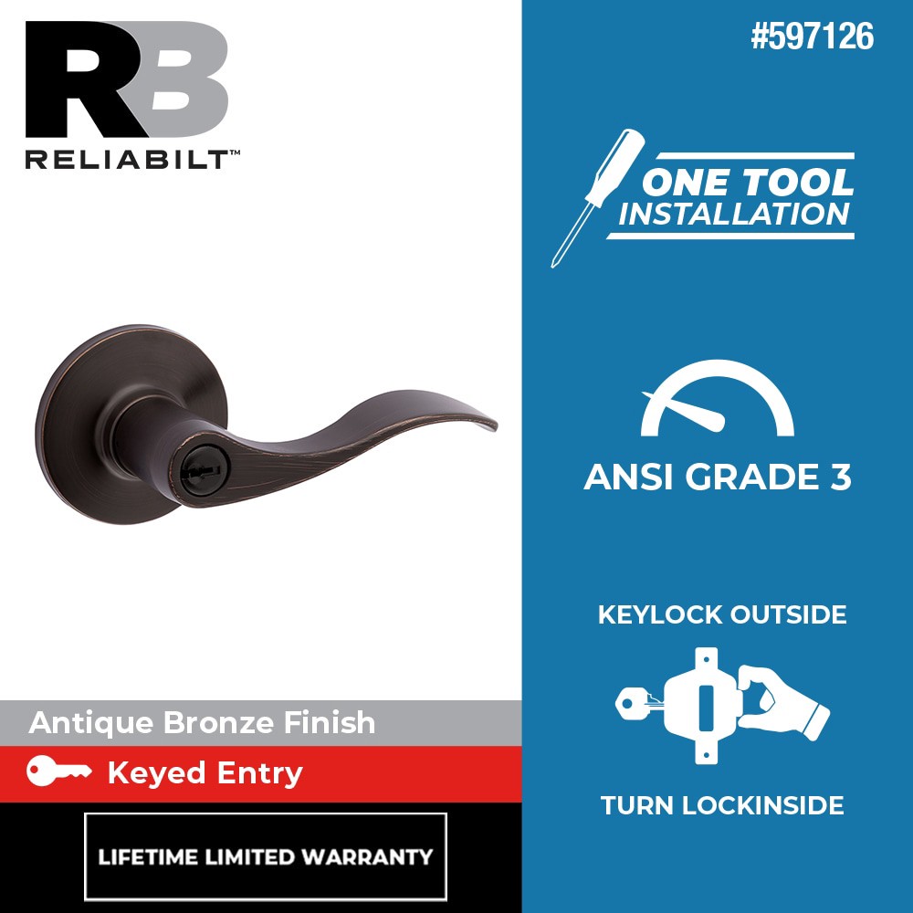 slide 2 of 6, RELIABILT Olivia Antique Bronze Exterior Keyed Entry Door Handle, 1 ct