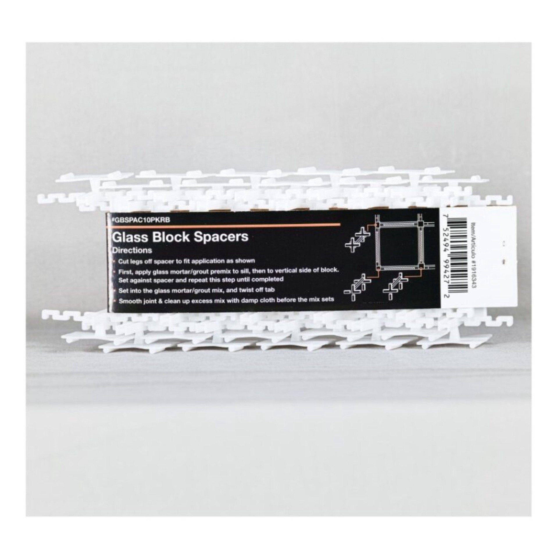 slide 4 of 4, RELIABILT Non-directional Glass Block Spacer 3.125-in x 0.25-in 10 -Pack, 1 ct