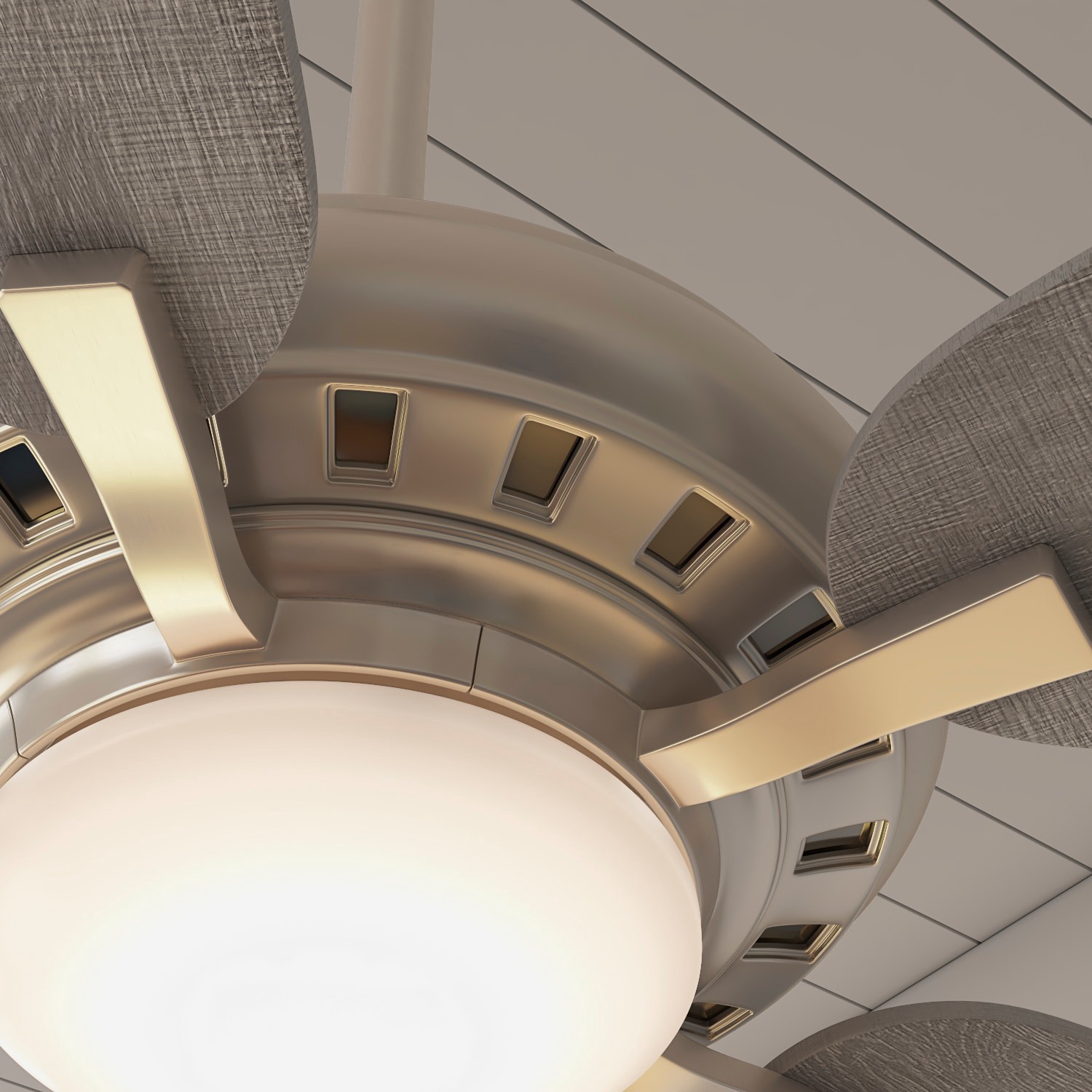 slide 4 of 6, Minka Ceiling Fan Co. Baskinville 52-in Pewter with Coastal Driftwood Blades Integrated LED Ceiling Fan With Light and Remote Included 5 -Blade, 1 ct