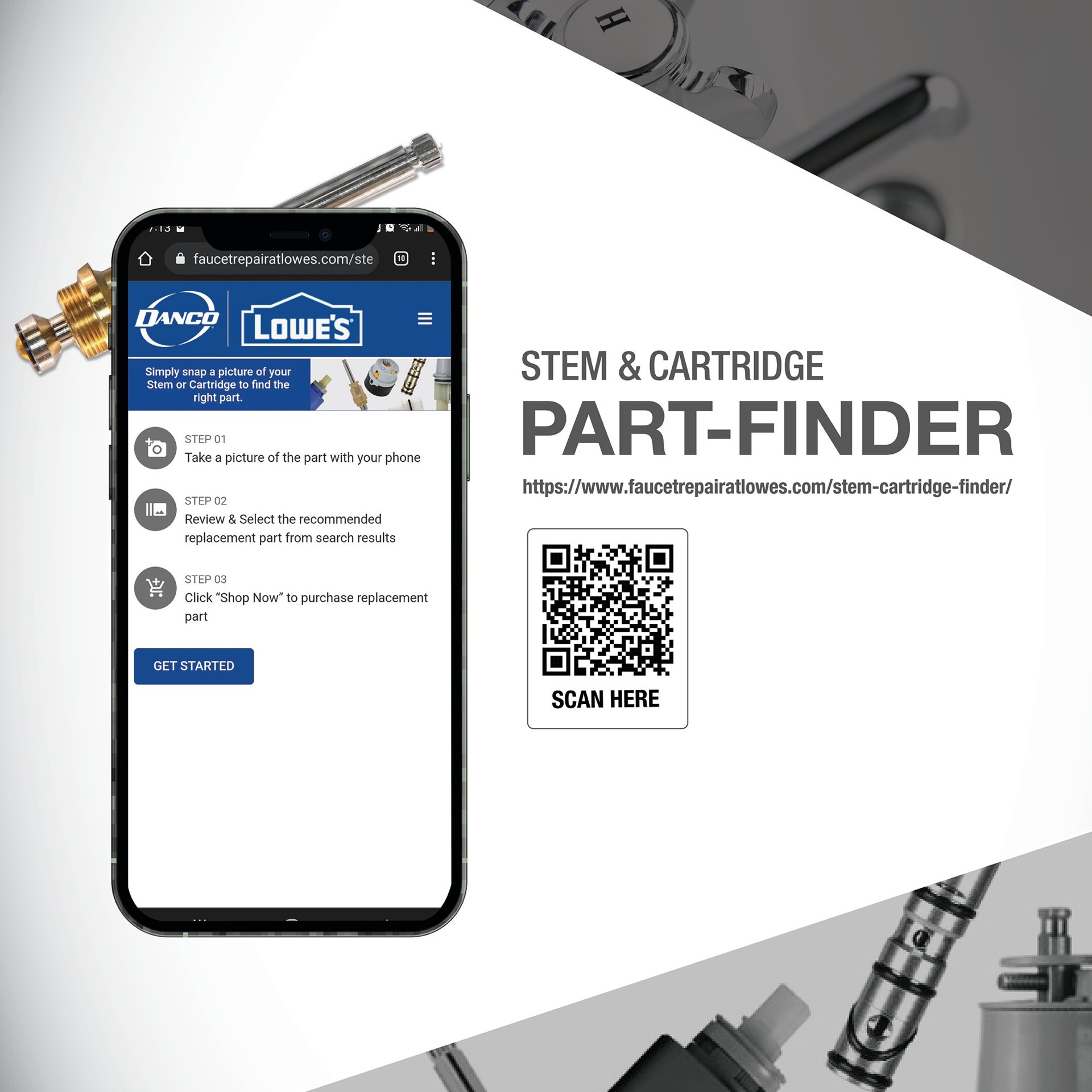 slide 2 of 3, Danco 1 -Handle Brass Tub/Shower Valve Stem for Price Pfister, 1 ct