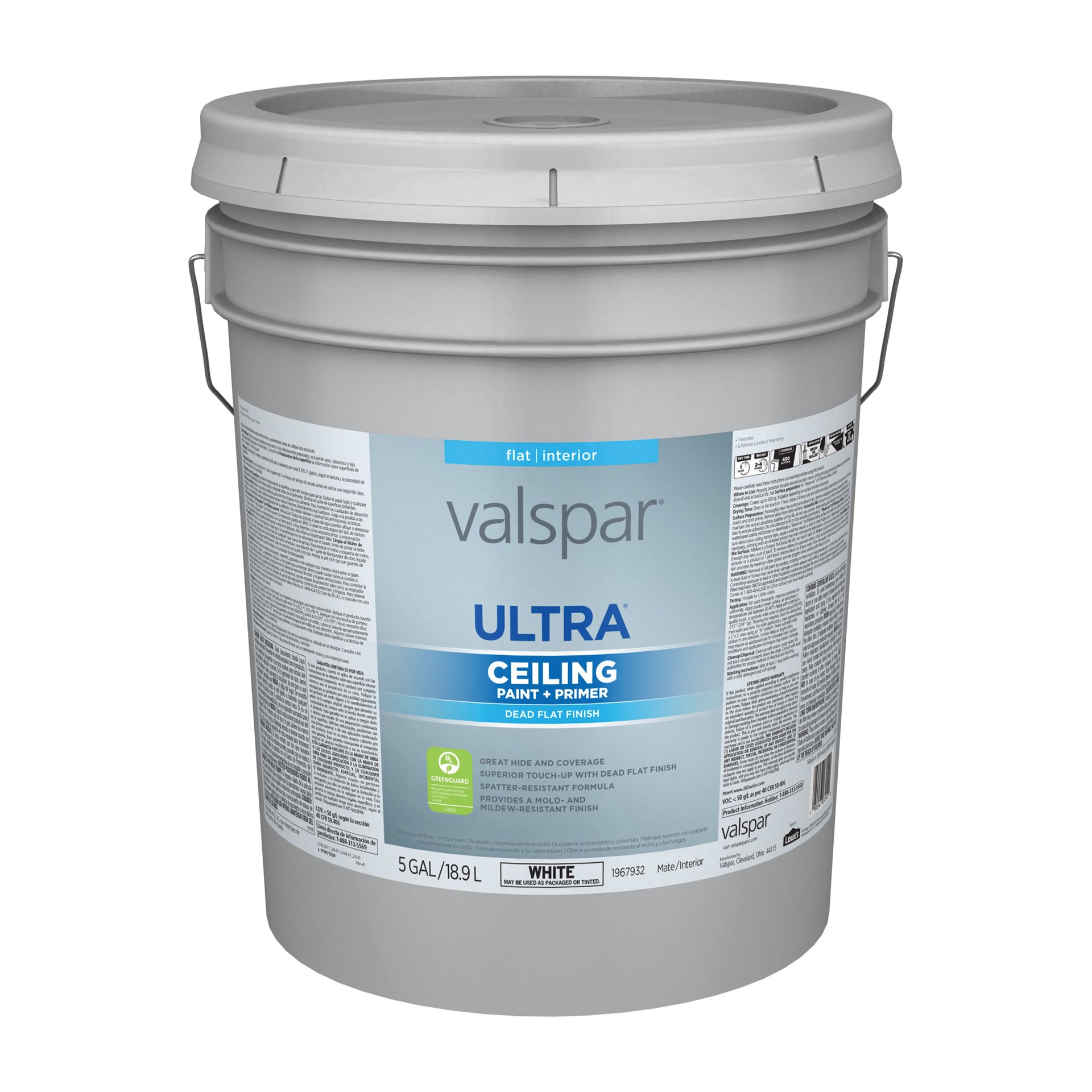 slide 1 of 6, Valspar Ultra Flat Ceiling white Ceiling Paint Paint and Primer ( 5-gallon ), 1 ct