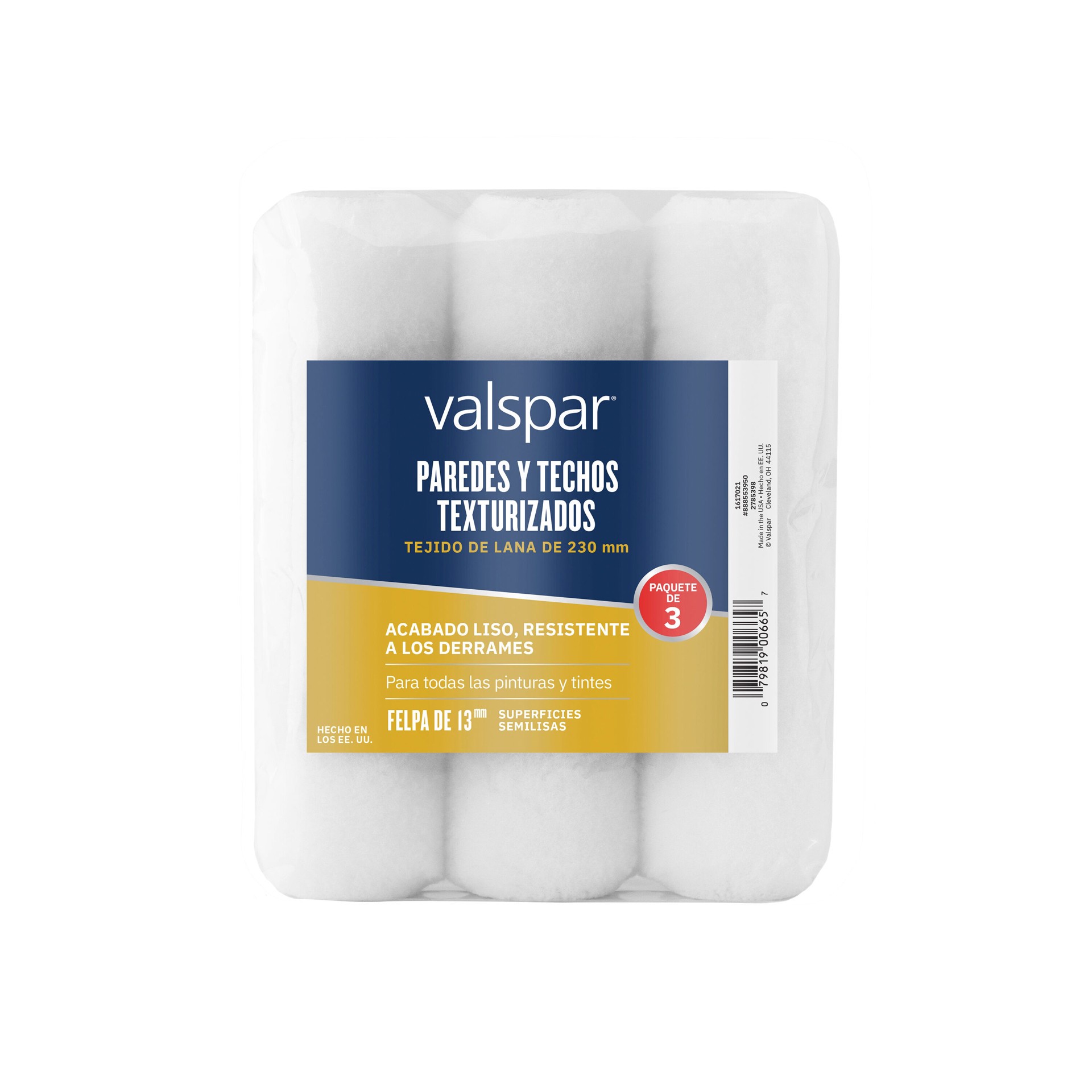 slide 6 of 6, Valspar 3 -Pack 9-in x 1/2-in Nap Textured Walls and Ceilings Standard Woven Paint Roller Cover, 1 ct