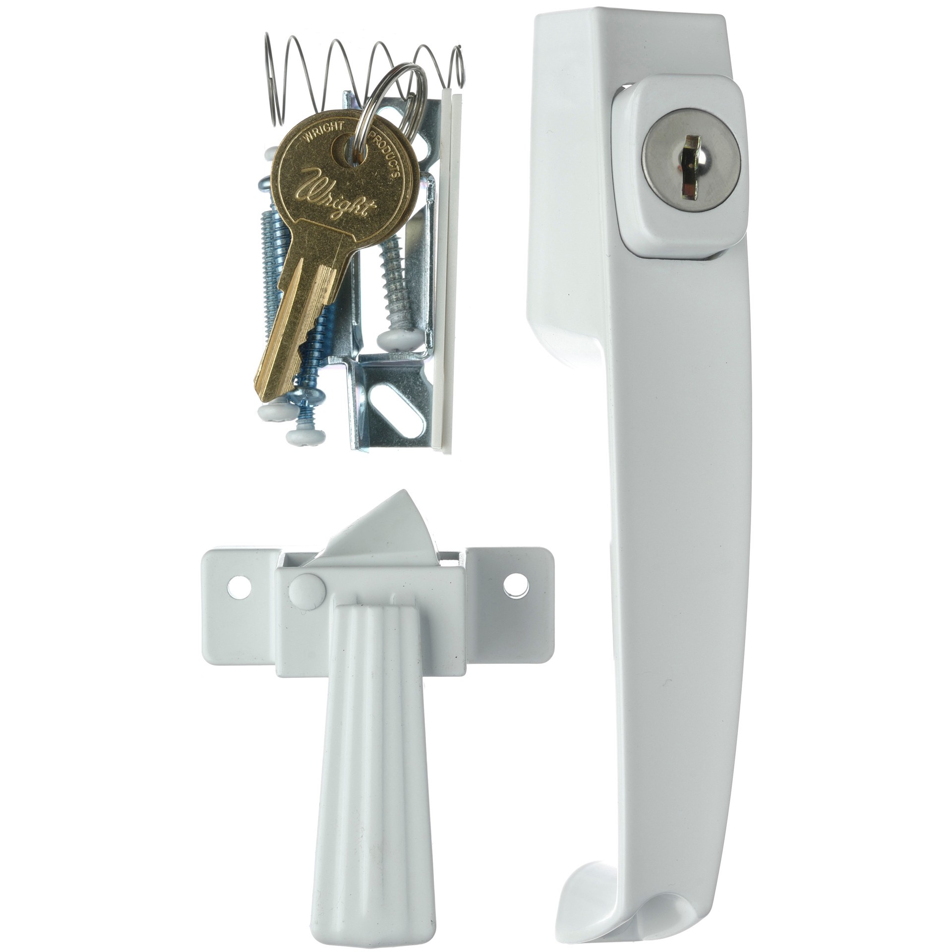slide 2 of 6, WRIGHT PRODUCTS Gloss White Lockable Screen/Storm door Replacement Handleset, 1 ct