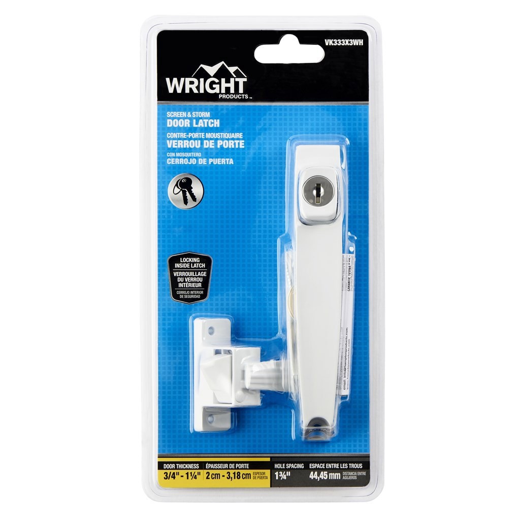 slide 1 of 6, WRIGHT PRODUCTS Gloss White Lockable Screen/Storm door Replacement Handleset, 1 ct