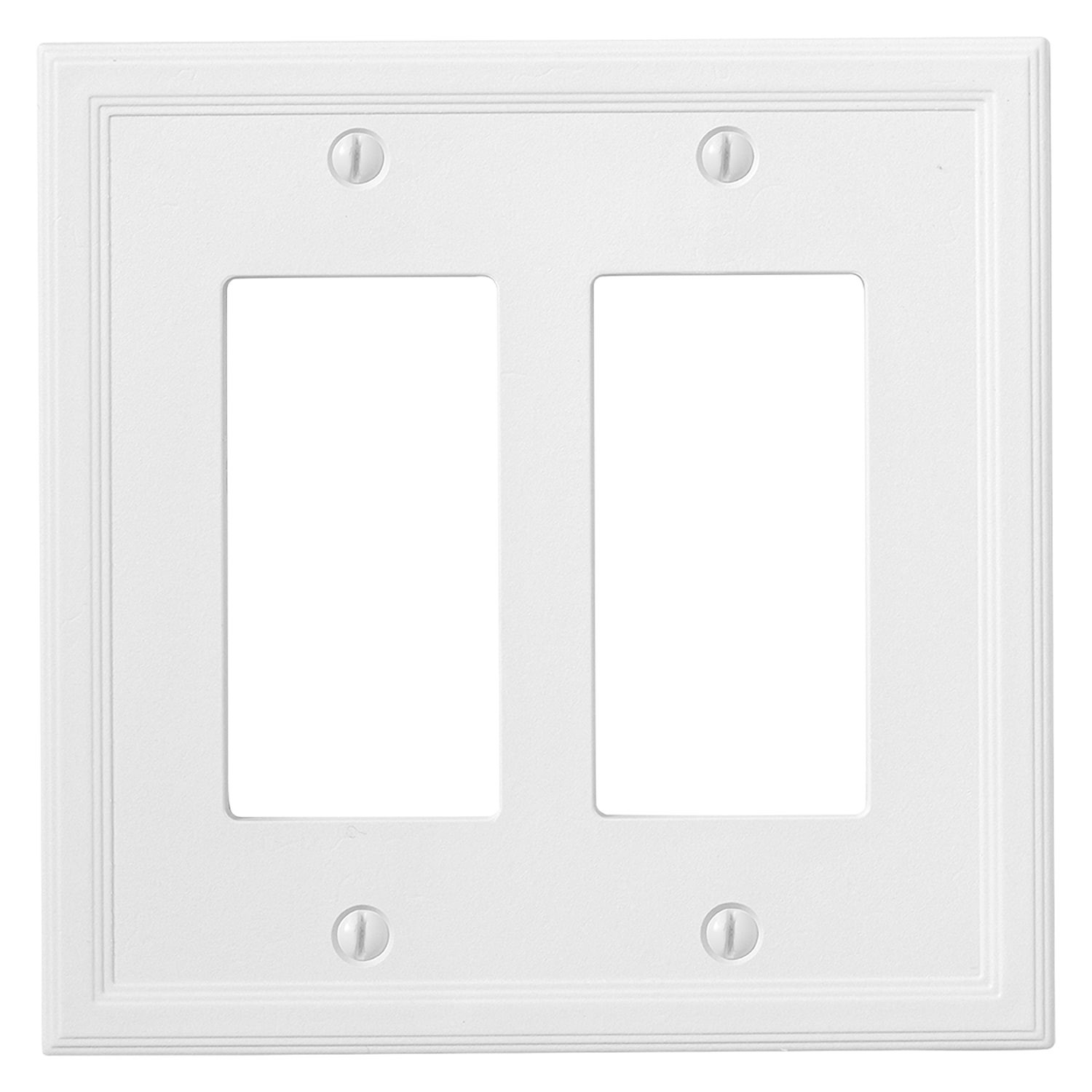 slide 2 of 6, allen + roth Somerset 2 -Gang Standard Size Bright white Cast stone Indoor Decorator Wall Plate, 1 ct