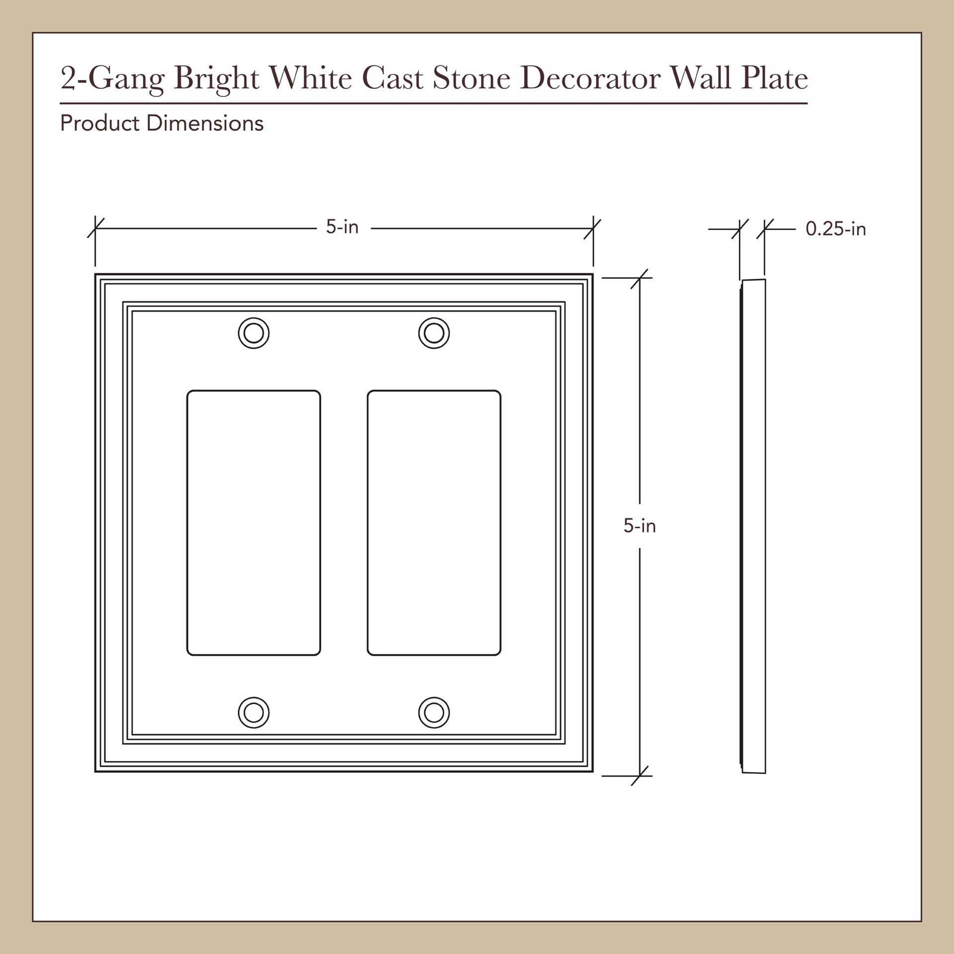 slide 5 of 6, allen + roth Somerset 2 -Gang Standard Size Bright white Cast stone Indoor Decorator Wall Plate, 1 ct