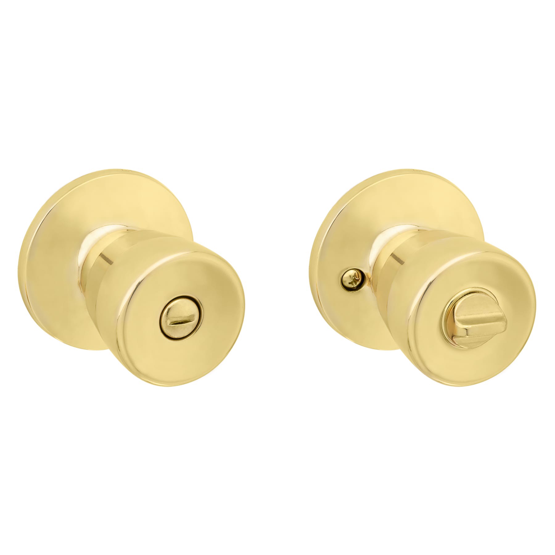 slide 4 of 6, RELIABILT Gallo Polished Brass Interior or Bed/Bath Privacy Door Knob, 1 ct