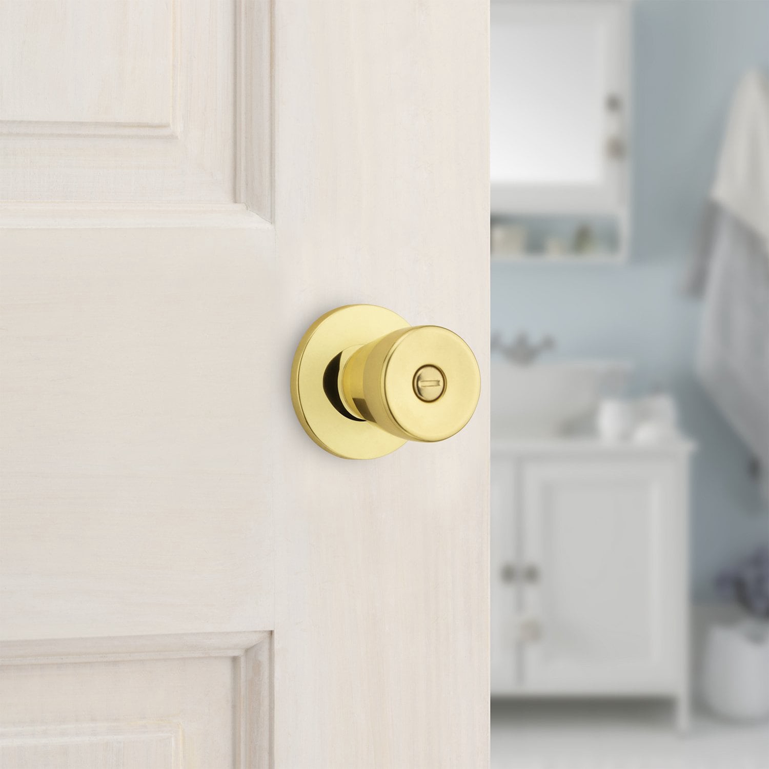 slide 5 of 6, RELIABILT Gallo Polished Brass Interior or Bed/Bath Privacy Door Knob, 1 ct