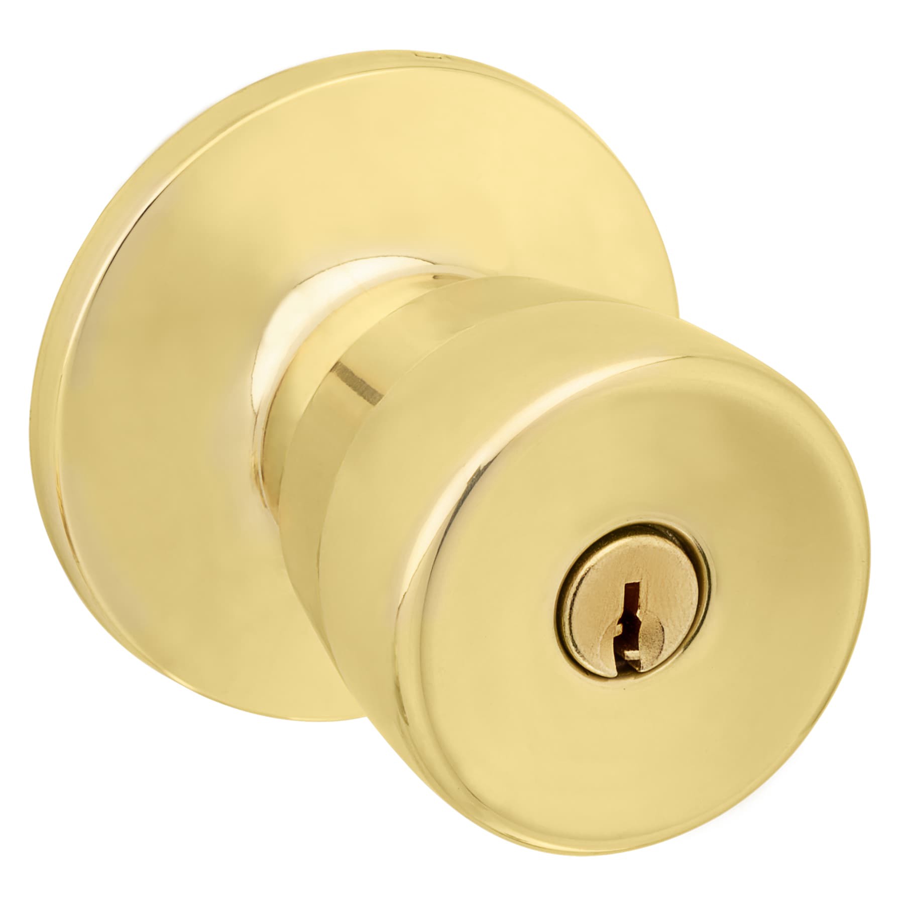 slide 1 of 6, RELIABILT Gallo Polished Brass Exterior Keyed Entry Door Knob, 1 ct