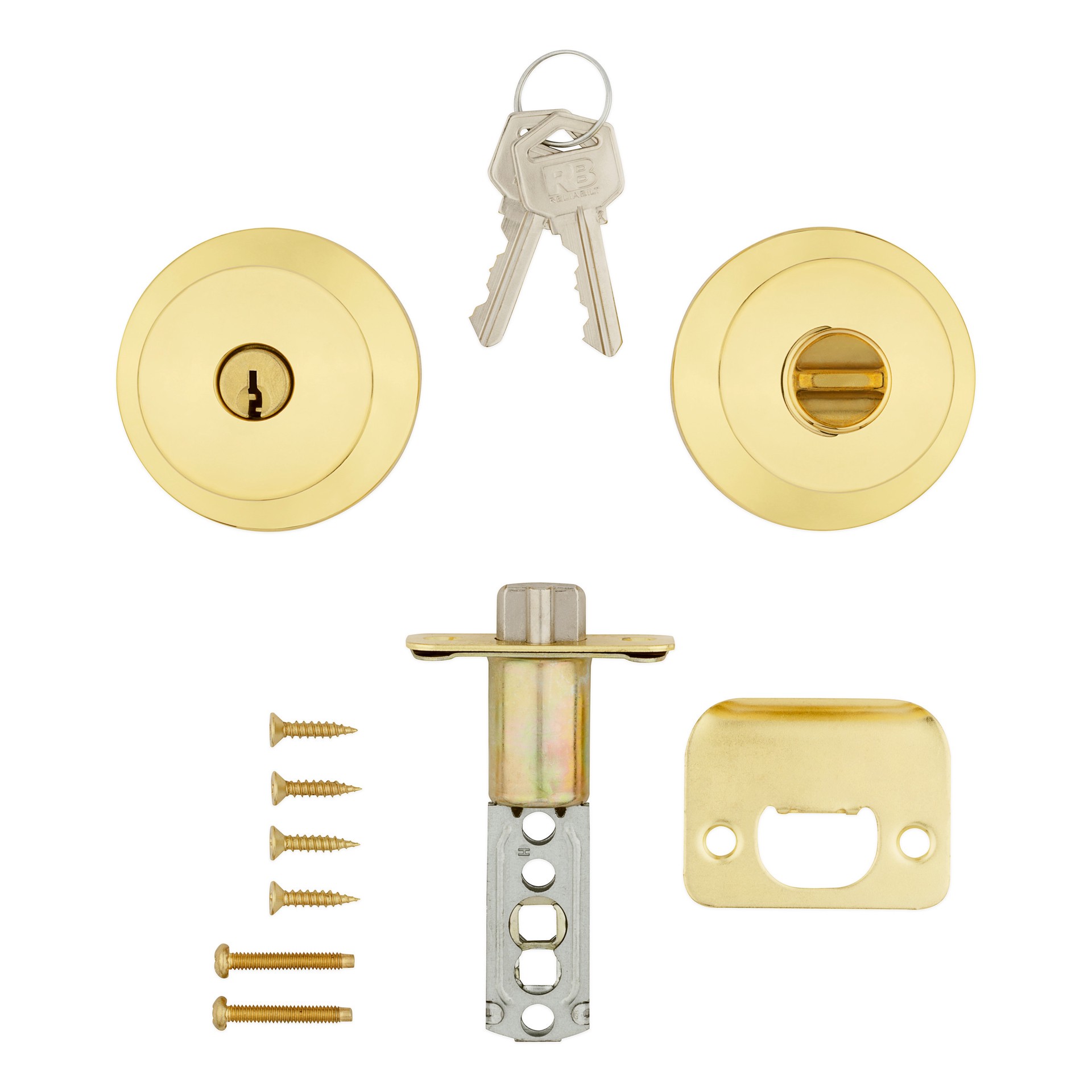 slide 6 of 6, RELIABILT Gallo Polished Brass Exterior Keyed Entry Door Knob, 1 ct