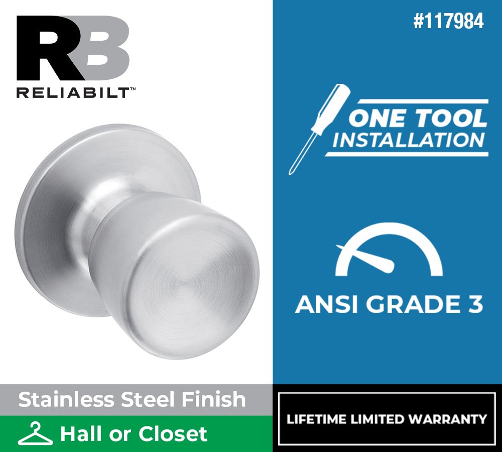 slide 2 of 6, RELIABILT Gallo Stainless Steel Interior or Hall/Closet Passage Door Knob, 1 ct