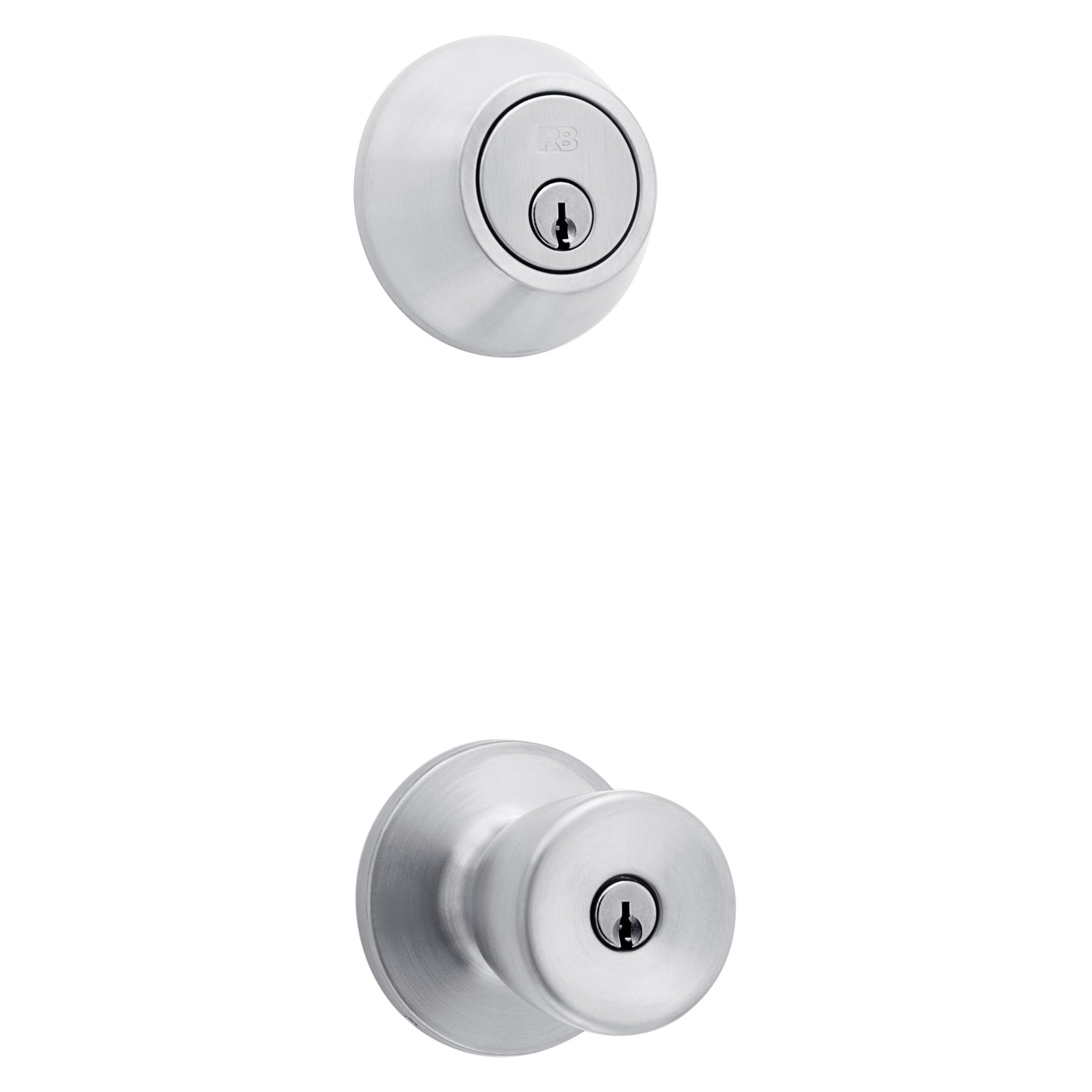 slide 1 of 6, RELIABILT Gallo Stainless Steel Exterior Single-Cylinder Deadbolt and Keyed Entry Door Knob Combo Pack, 1 ct