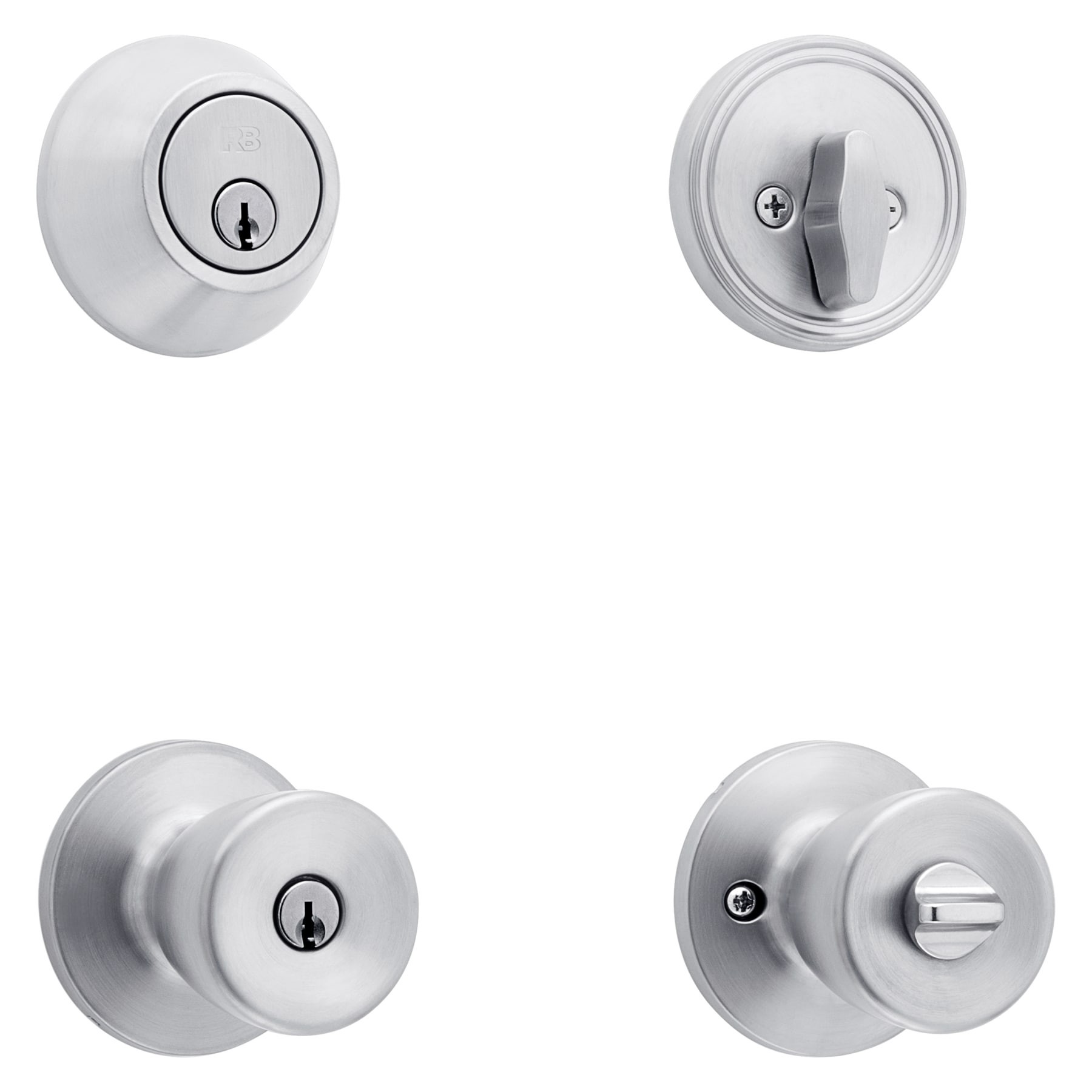 slide 3 of 6, RELIABILT Gallo Stainless Steel Exterior Single-Cylinder Deadbolt and Keyed Entry Door Knob Combo Pack, 1 ct
