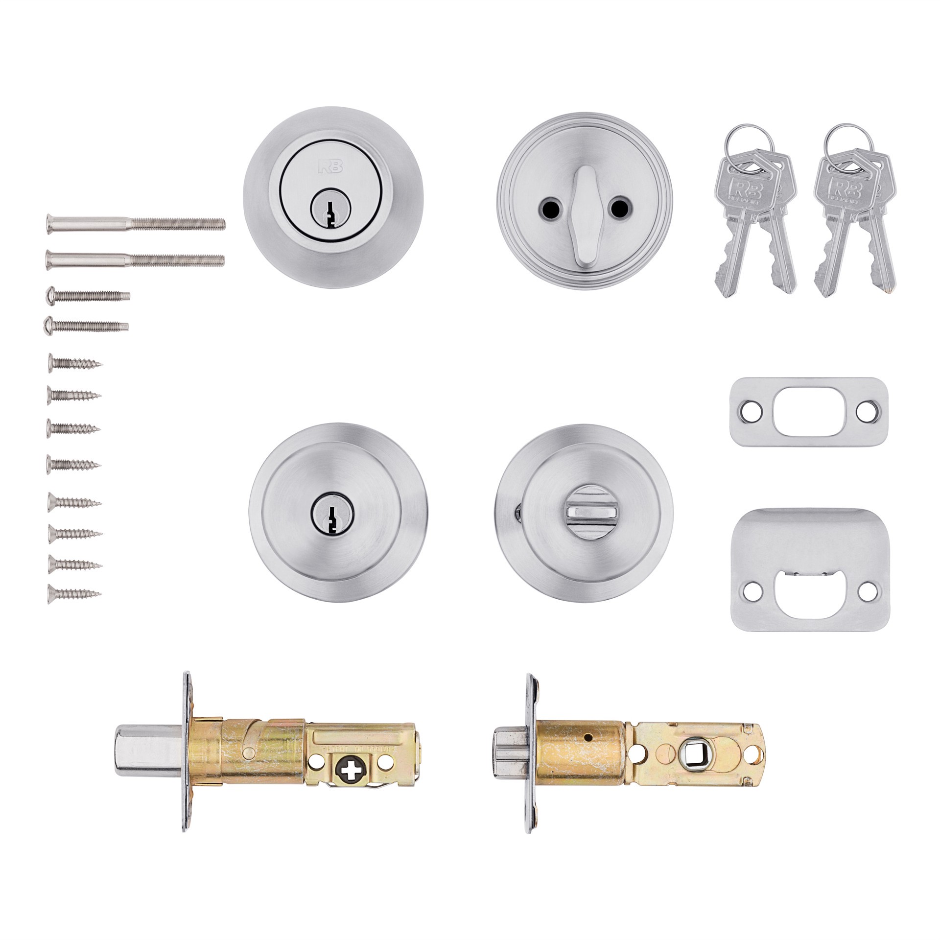slide 6 of 6, RELIABILT Gallo Stainless Steel Exterior Single-Cylinder Deadbolt and Keyed Entry Door Knob Combo Pack, 1 ct