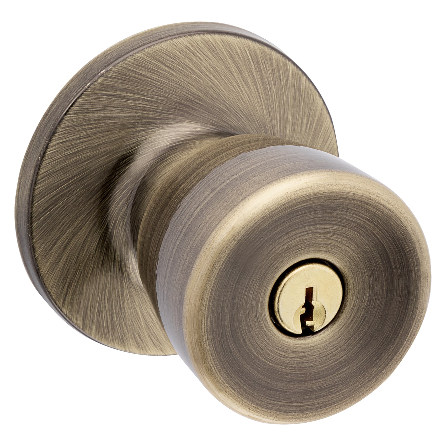 slide 1 of 6, RELIABILT Gallo Antique Brass Exterior Keyed Entry Door Knob, 1 ct