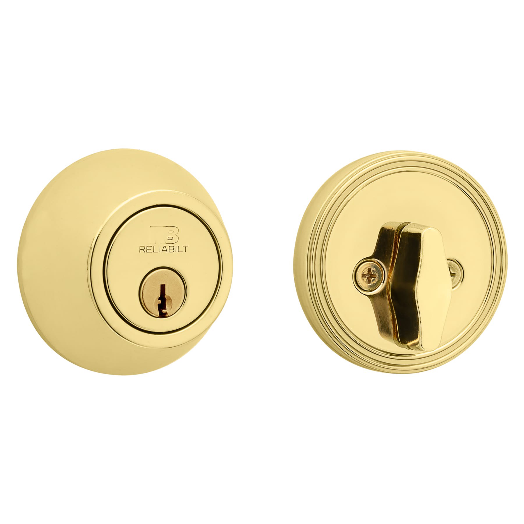 slide 2 of 6, RELIABILT Traditional Polished Brass Single Cylinder Deadbolt, 1 ct