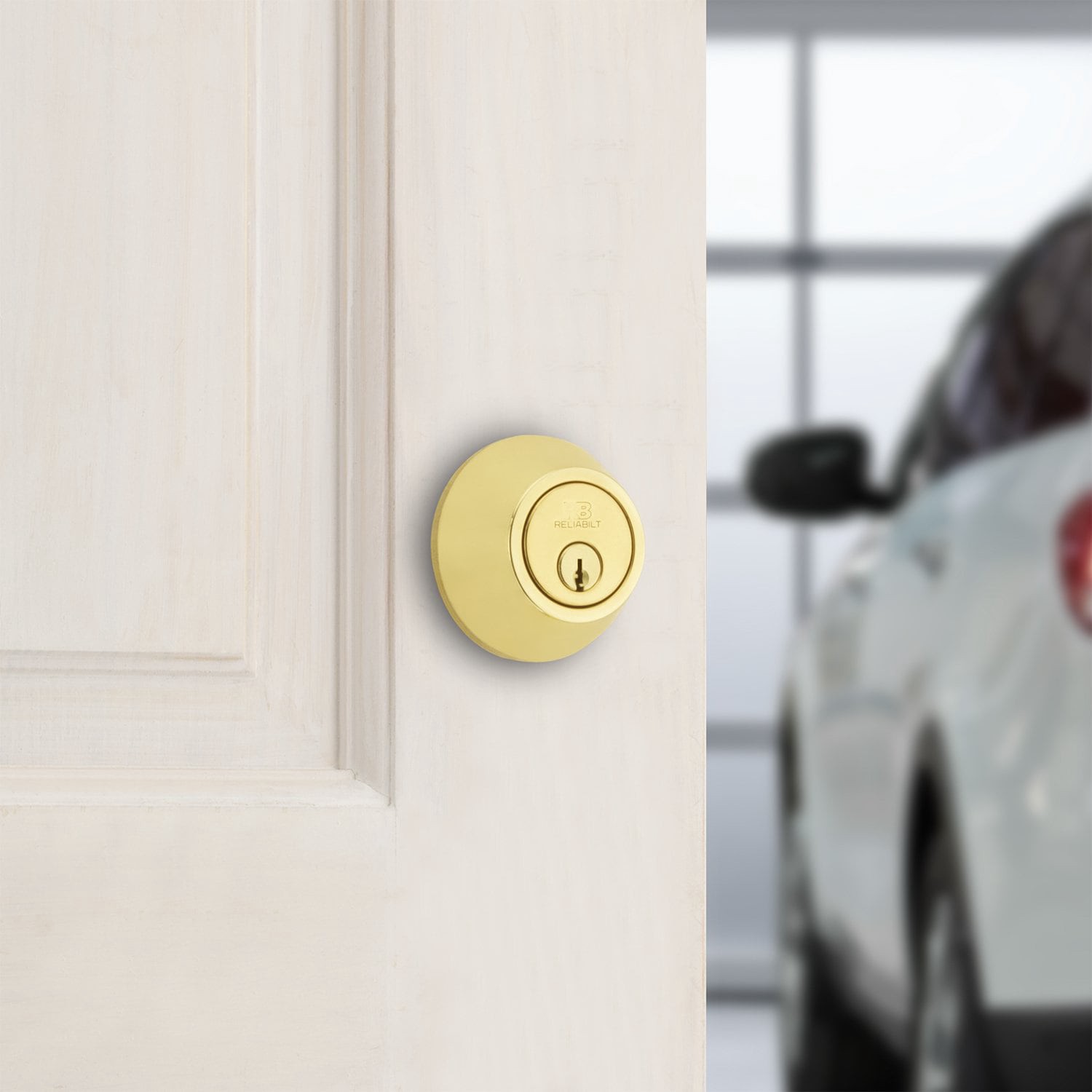 slide 3 of 6, RELIABILT Traditional Polished Brass Single Cylinder Deadbolt, 1 ct