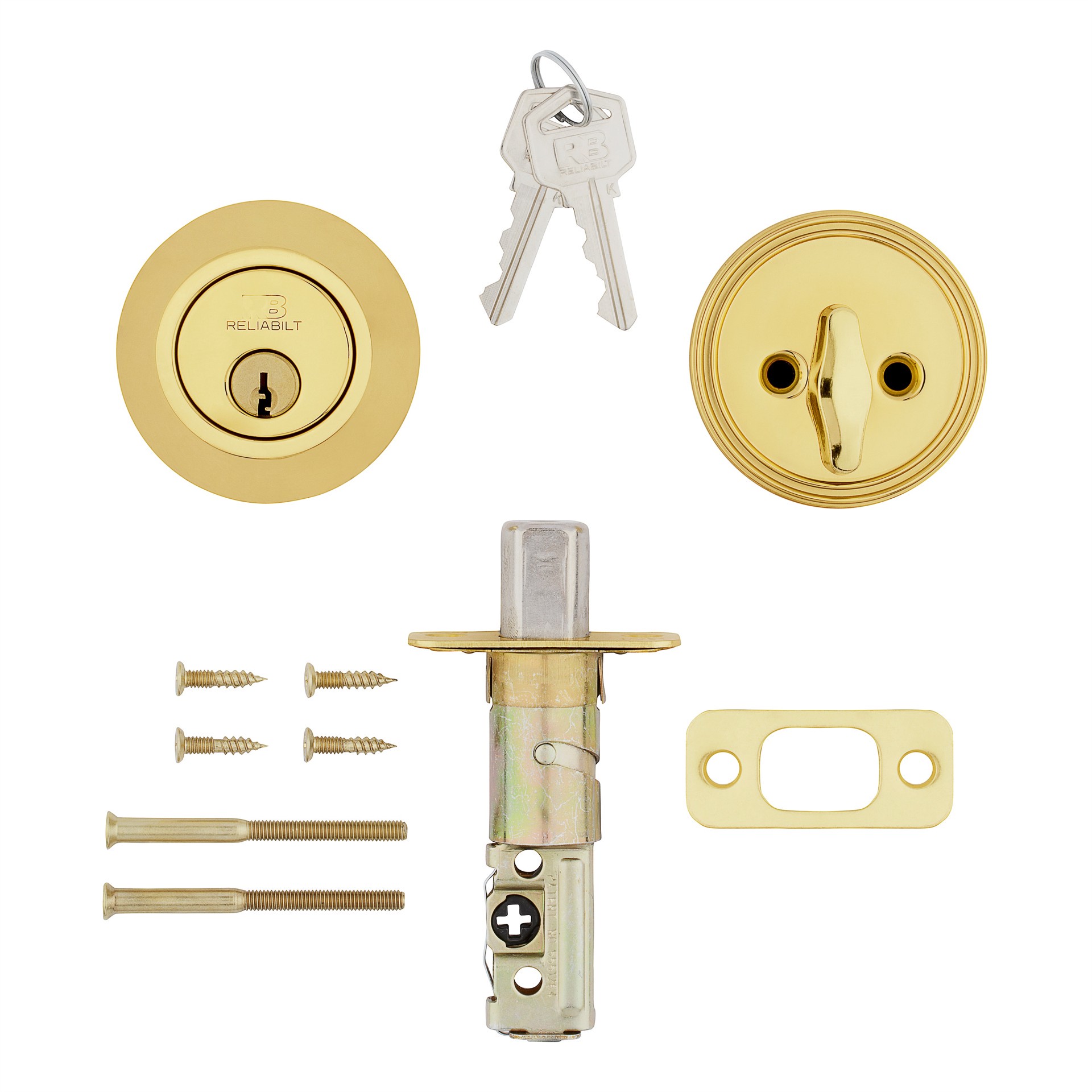 slide 5 of 6, RELIABILT Traditional Polished Brass Single Cylinder Deadbolt, 1 ct