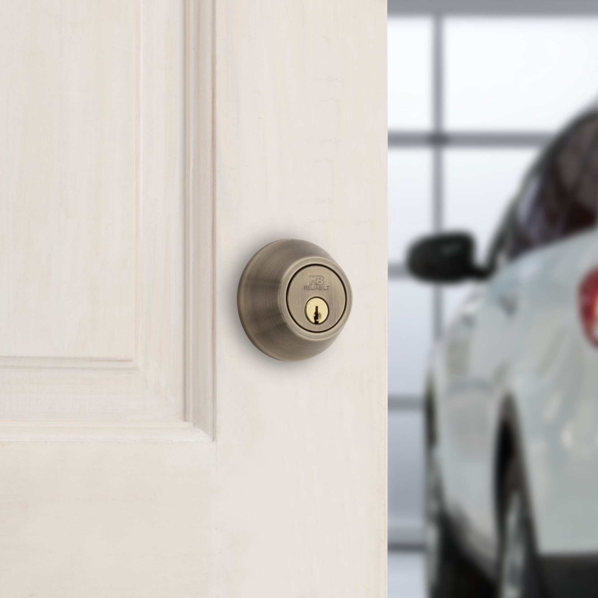 slide 3 of 6, RELIABILT Traditional Antique Brass Single Cylinder Deadbolt, 1 ct