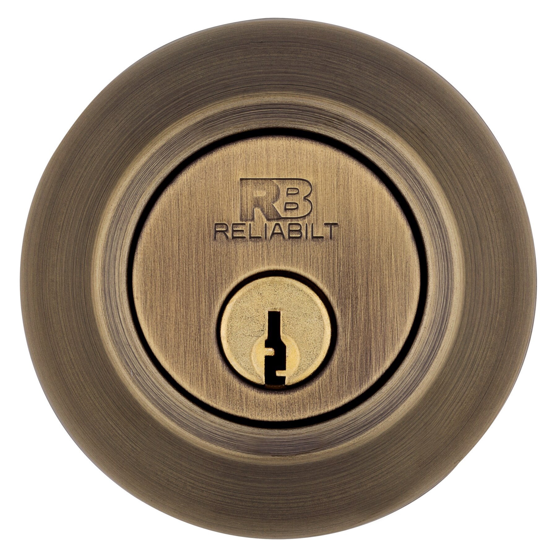 slide 6 of 6, RELIABILT Traditional Antique Brass Single Cylinder Deadbolt, 1 ct