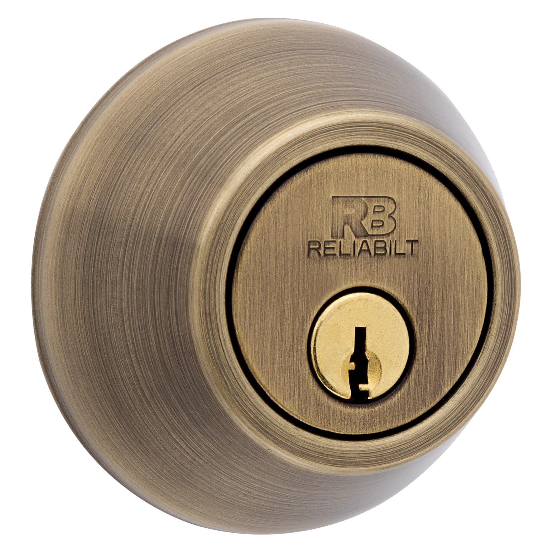 slide 1 of 6, RELIABILT Traditional Antique Brass Single Cylinder Deadbolt, 1 ct