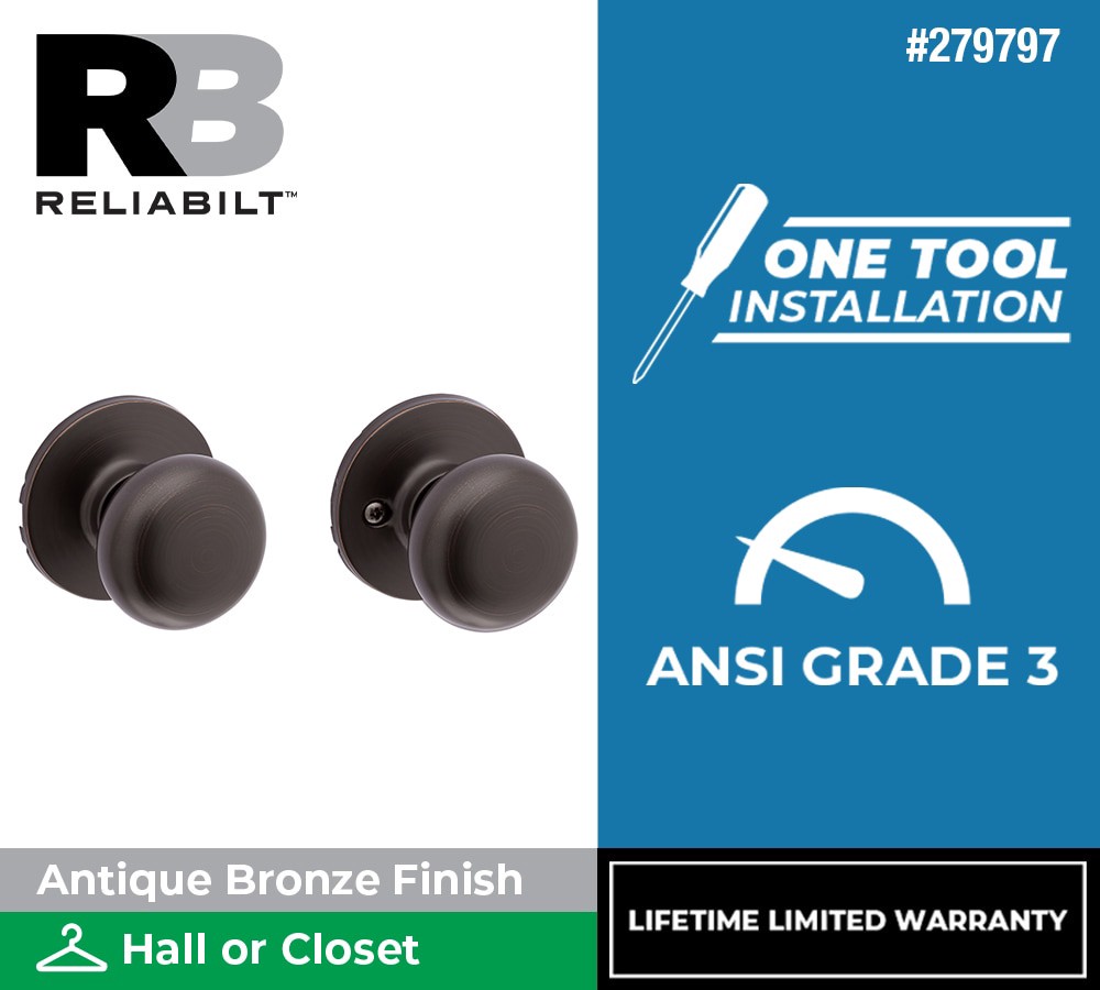 slide 2 of 6, RELIABILT Baron Antique Bronze Interior or Hall/Closet Passage Door Knob, 1 ct