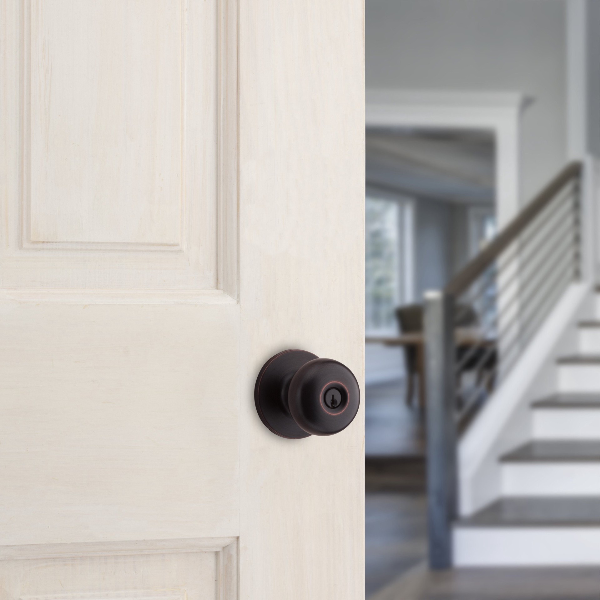 slide 4 of 6, RELIABILT Baron Antique Bronze Exterior Keyed Entry Door Knob, 1 ct