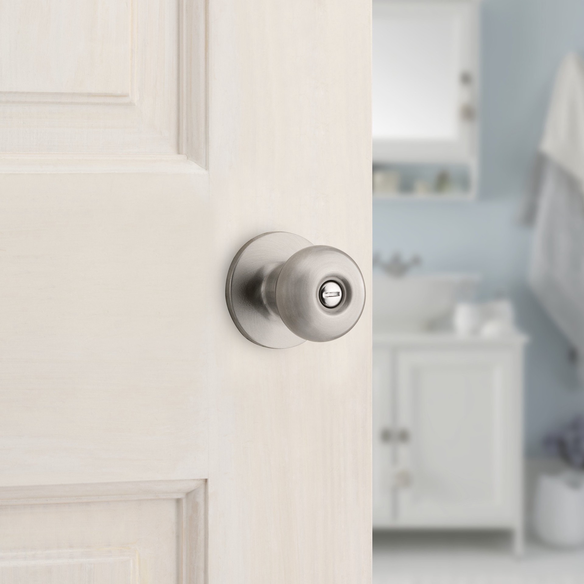 slide 4 of 6, RELIABILT Baron Satin Nickel Interior or Bed/Bath Privacy Door Knob, 1 ct